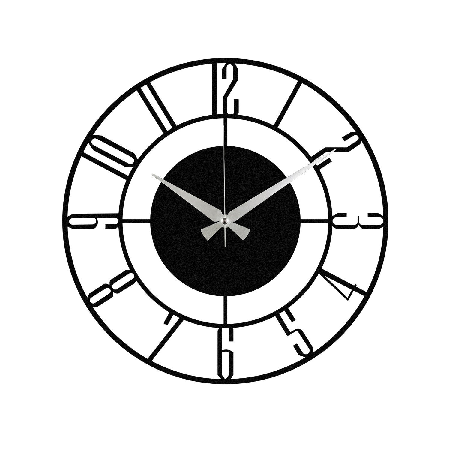 Relógio de parede decorativo elegante em metal preto, 48 x 48 cm | 100% metal (1,2 mm de espessura) | Requer 1 pilha AA (não incluída) | Decoração elegante para casa