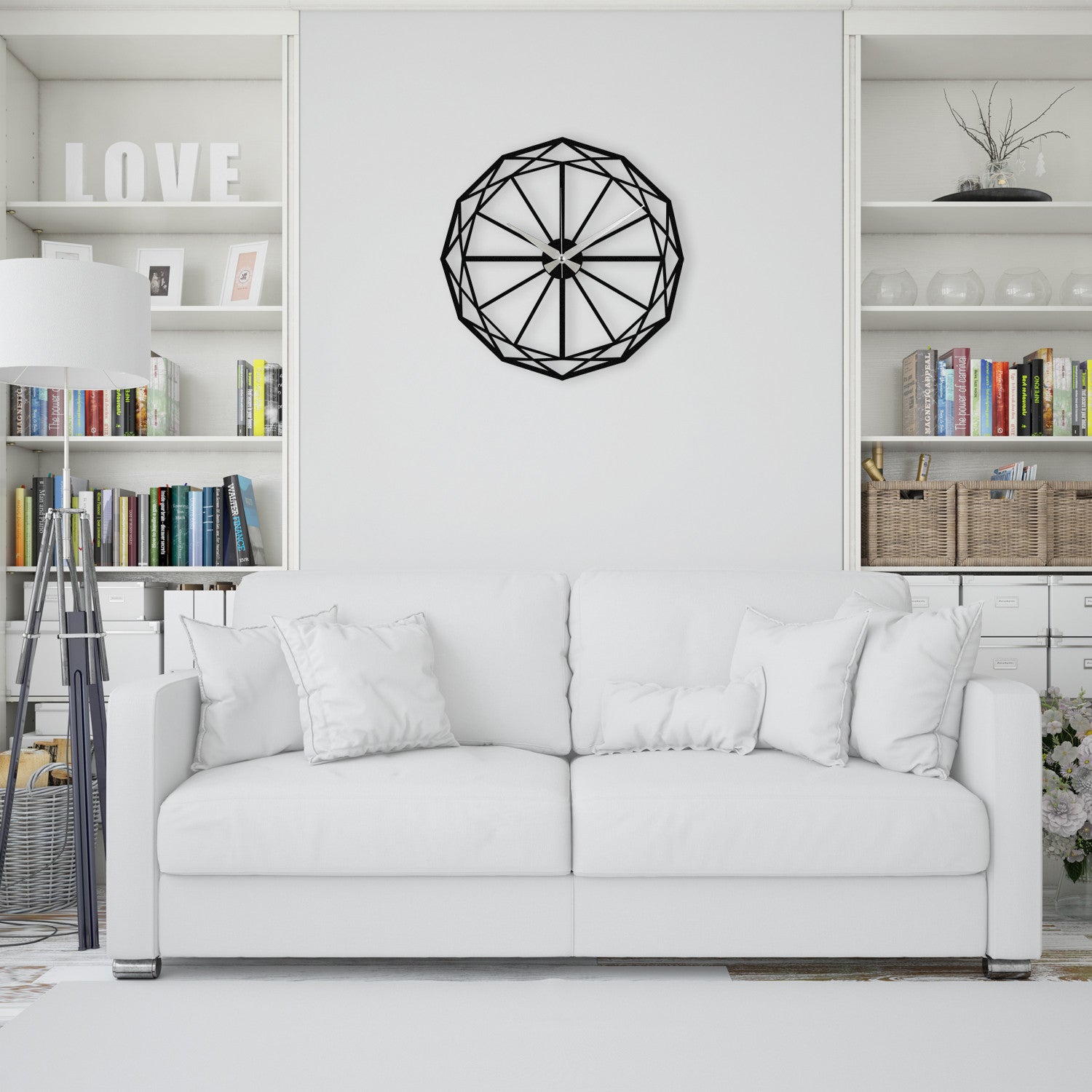 Relógio de Parede Decorativo em Metal Enzoclock - S013, Preto, 48 x 48 cm, 100% metal (1,2 mm), funciona com 1 pilha AA (não incluída)