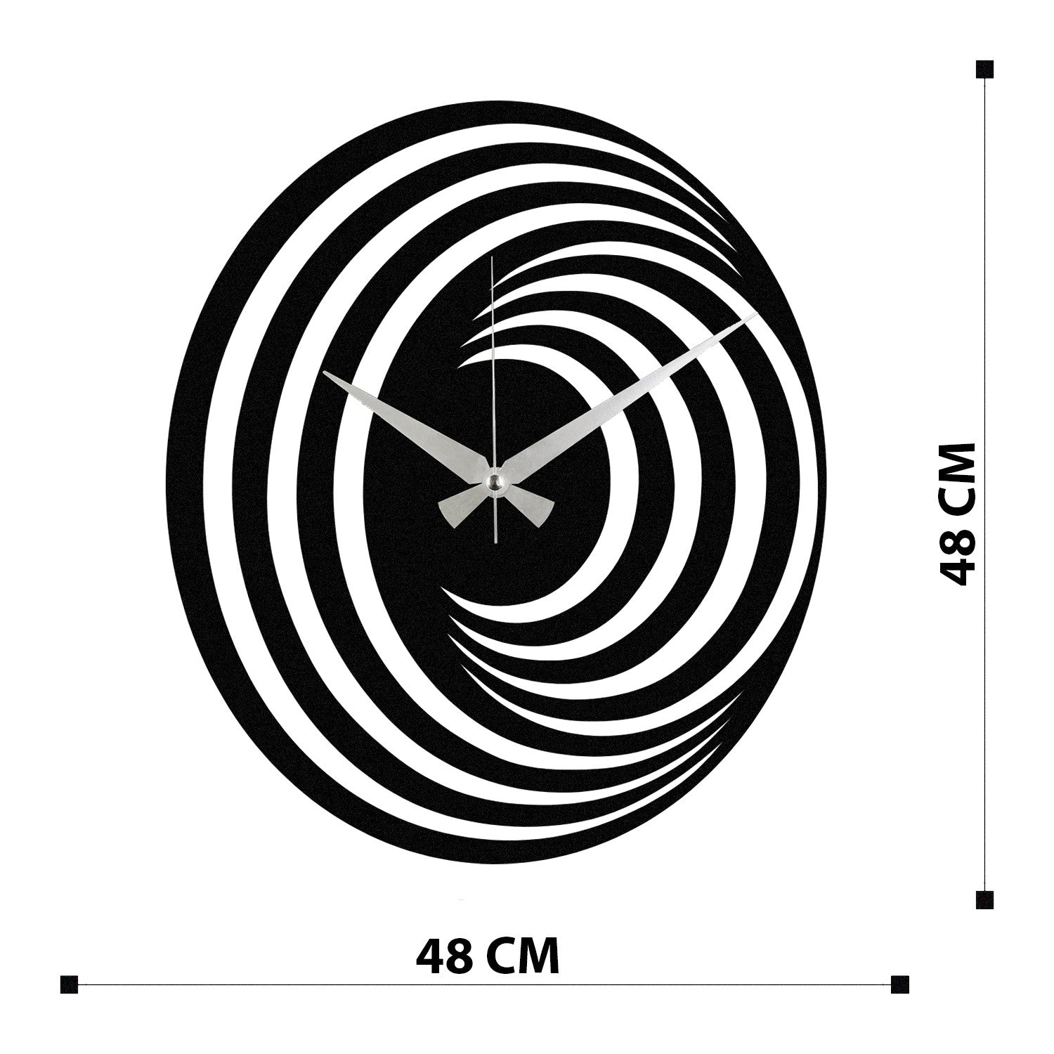 Relógio de Parede Decorativo Enzoclock S017 em Metal Preto 48x48 cm