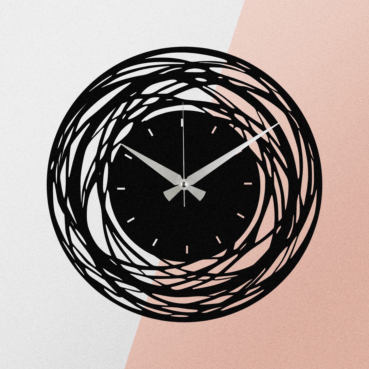 Relógio de Parede Decorativo Enzoclock S022, Metal Preto 100%, 48x48 cm
