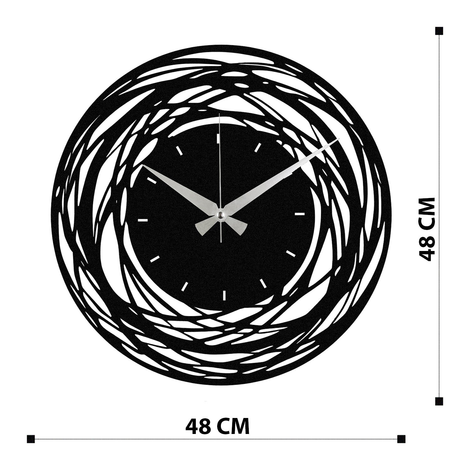 Relógio de Parede Decorativo Enzoclock S022, Metal Preto 100%, 48x48 cm