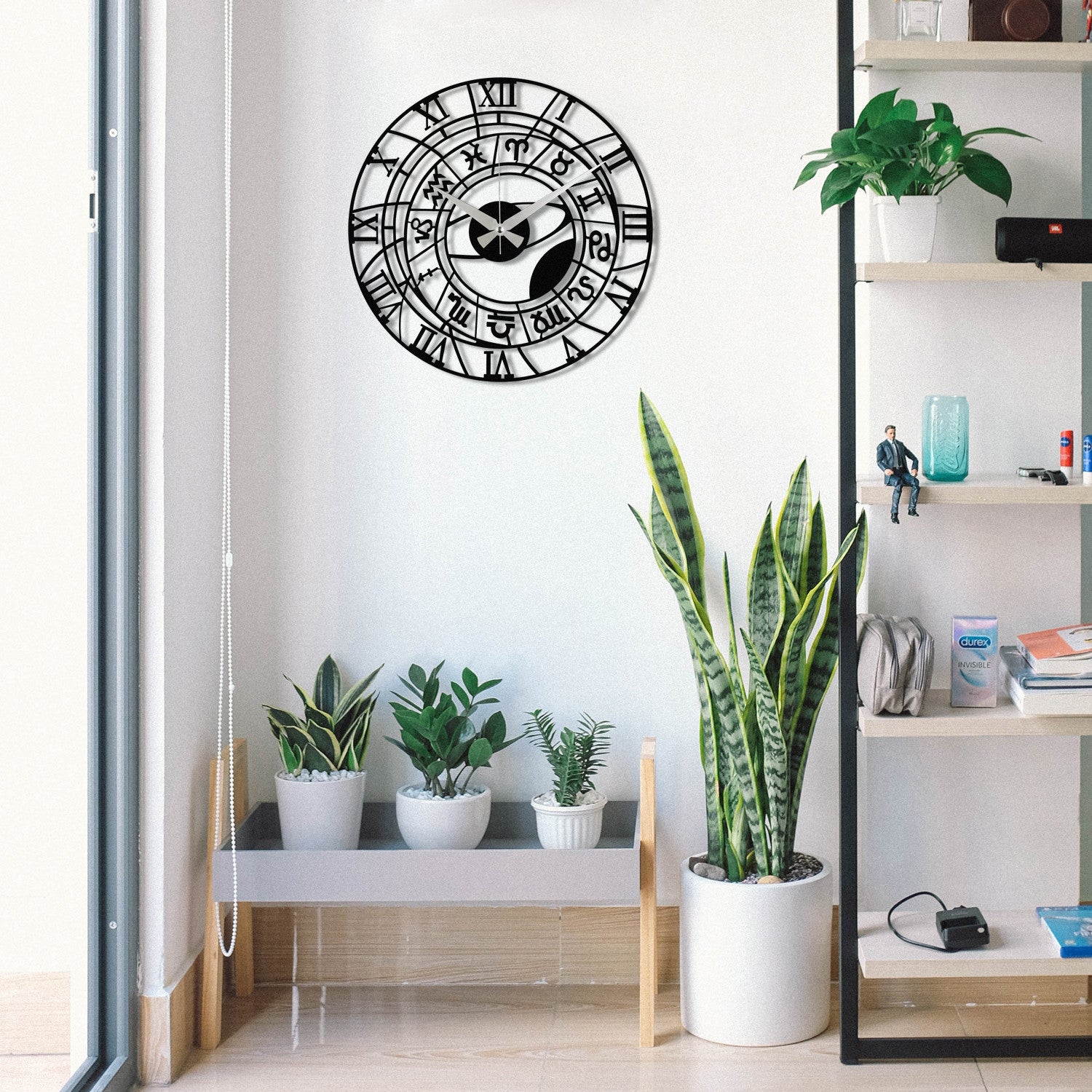 Relógio de Parede Metálico Decorativo Enzoclock S025 - Preto, 48x48 cm, 100% Metal