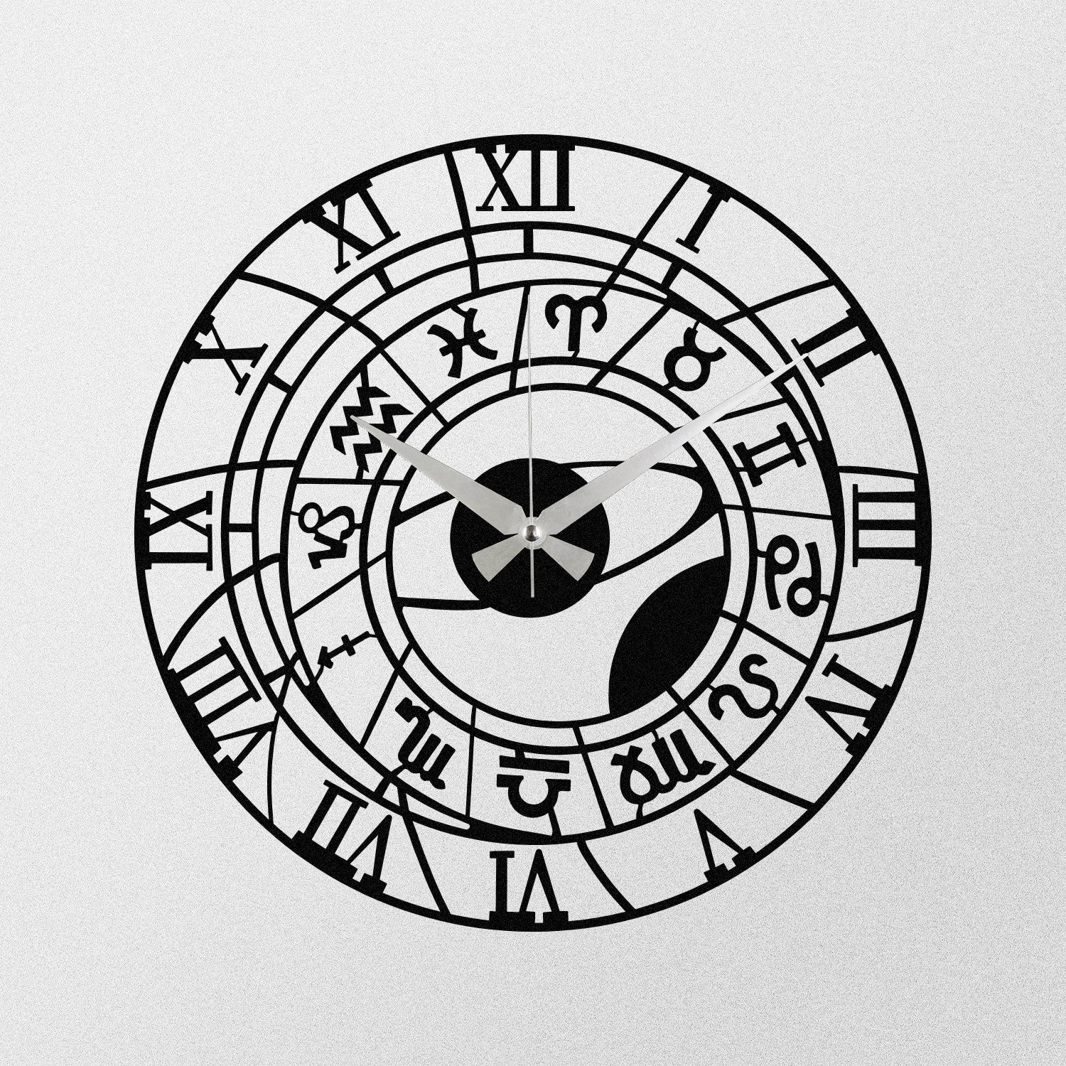 Relógio de Parede Metálico Decorativo Enzoclock S025 - Preto, 48x48 cm, 100% Metal