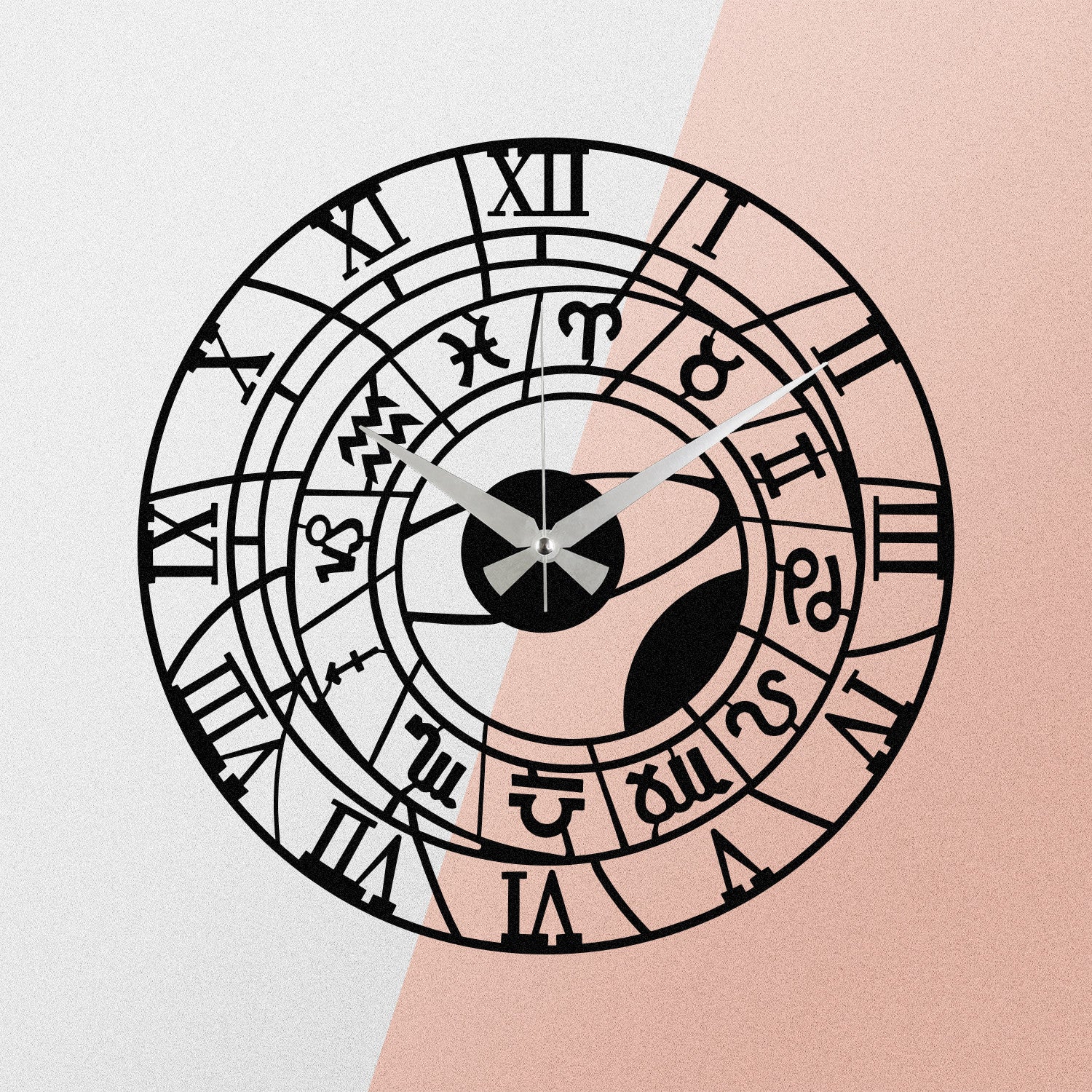 Relógio de Parede Metálico Decorativo Enzoclock S025 - Preto, 48x48 cm, 100% Metal