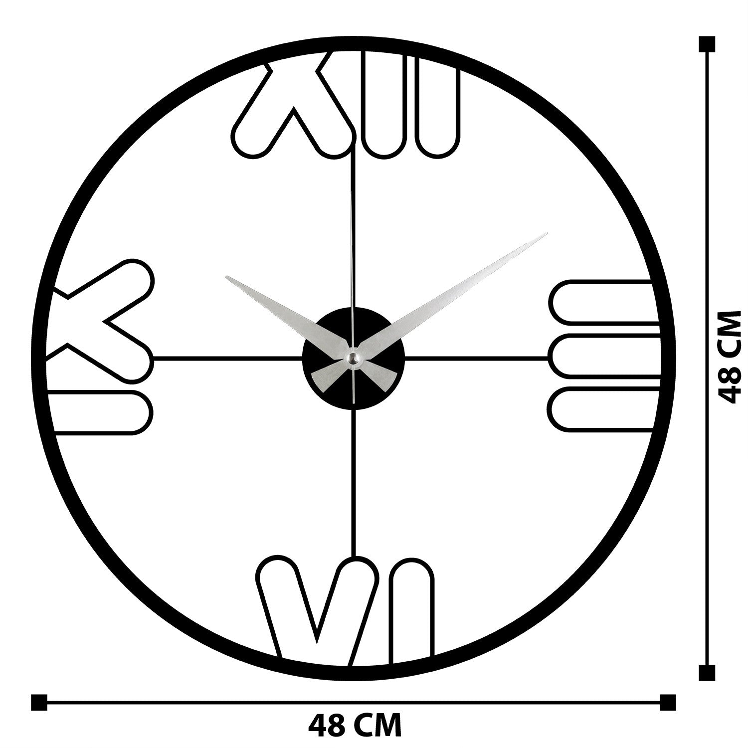 Relógio de Parede Mali em Metal Preto 48x48 cm – Design Decorativo
