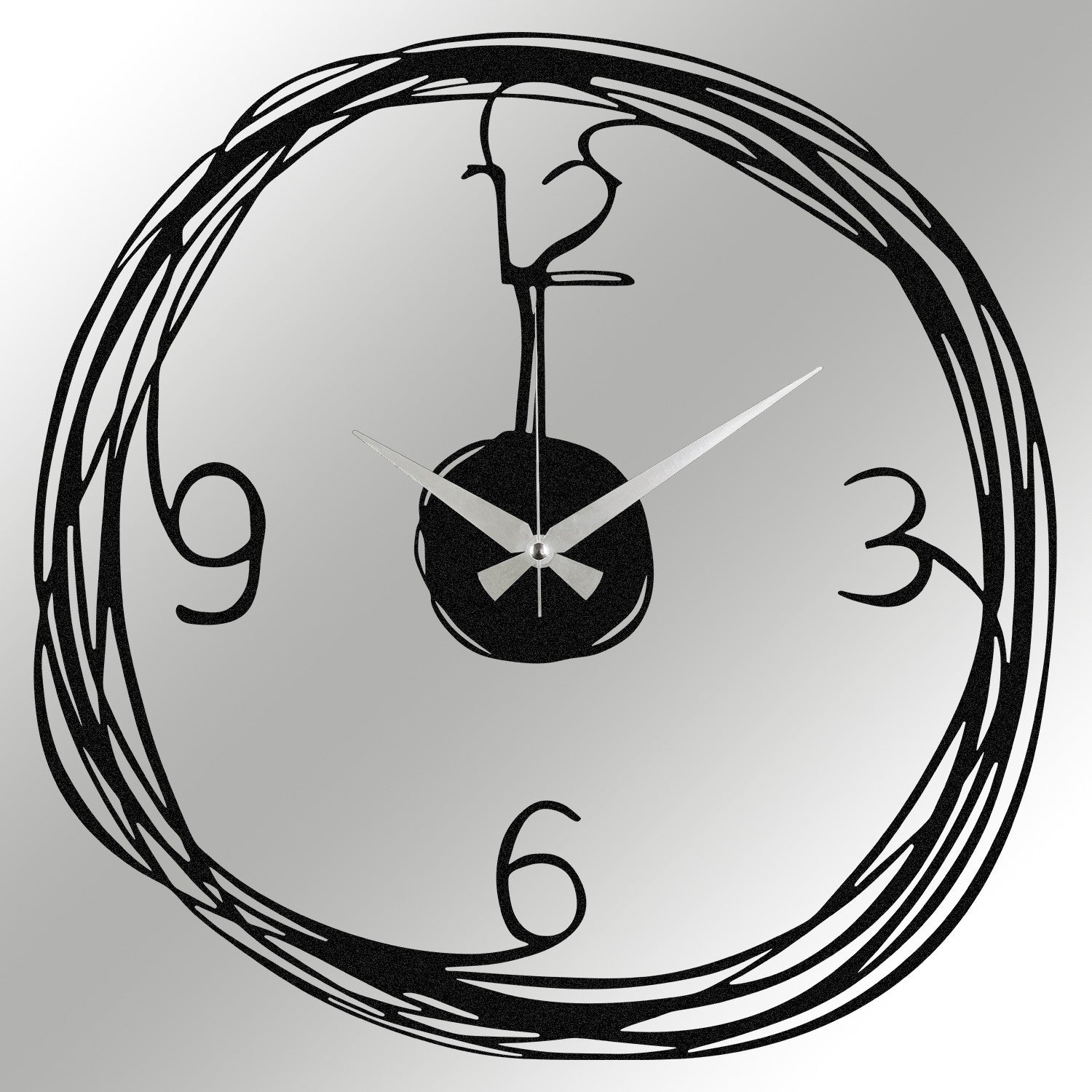 Relógio de parede decorativo elegante em metal preto, 48 x 48 cm | 100% metal (1,2 mm de espessura) | Requer 1 pilha AA (não incluída) | Decoração elegante para casa