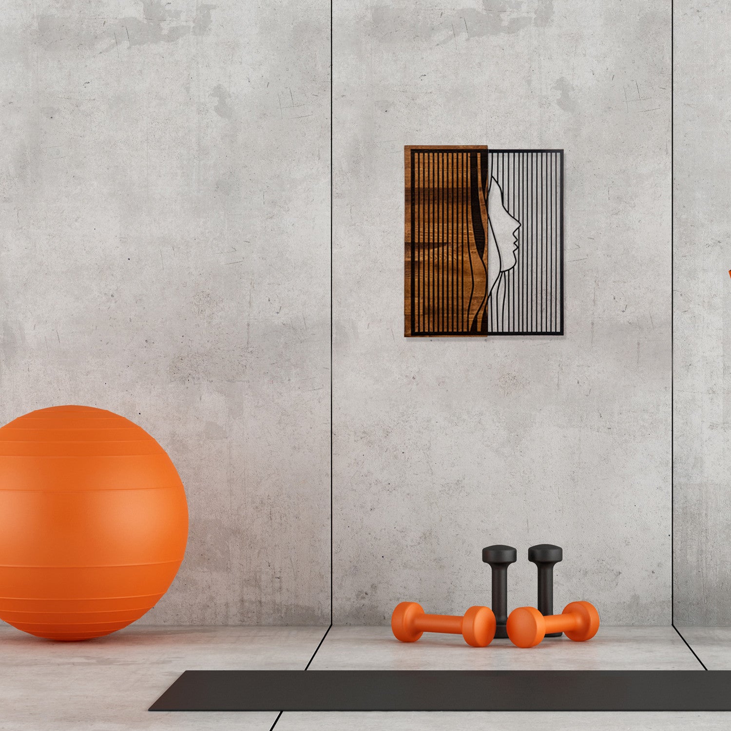 Esaret Acessório Decorativo de Parede — Metal 100% c/ Moldura de Madeira (48x58 cm) — Preto & Nogueira
