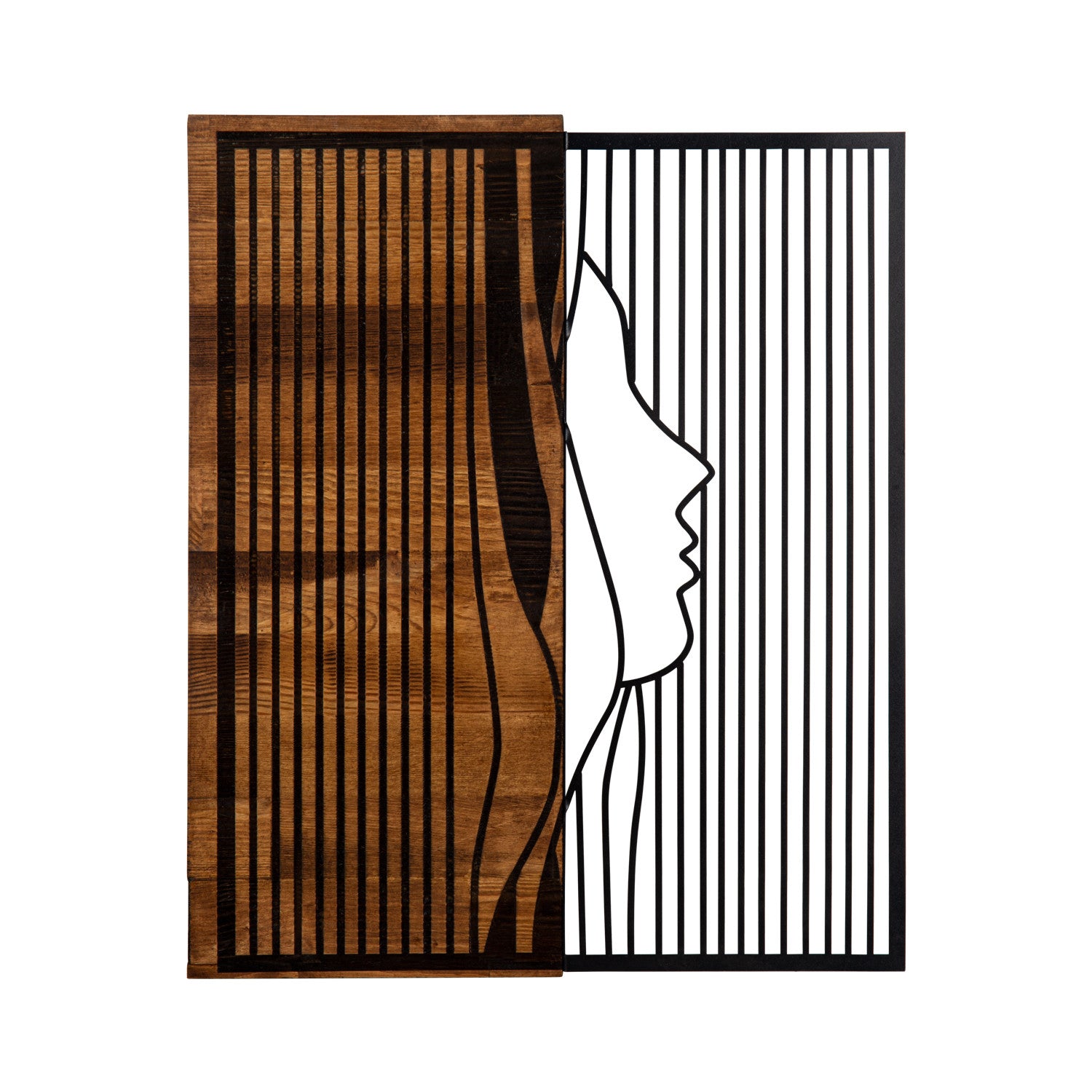 Esaret Acessório Decorativo de Parede — Metal 100% c/ Moldura de Madeira (48x58 cm) — Preto & Nogueira