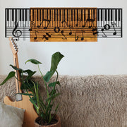 Arya — Acessório de Parede Decorativo em Metal Preto com Moldura em Madeira de Nogueira, 100x30 cm