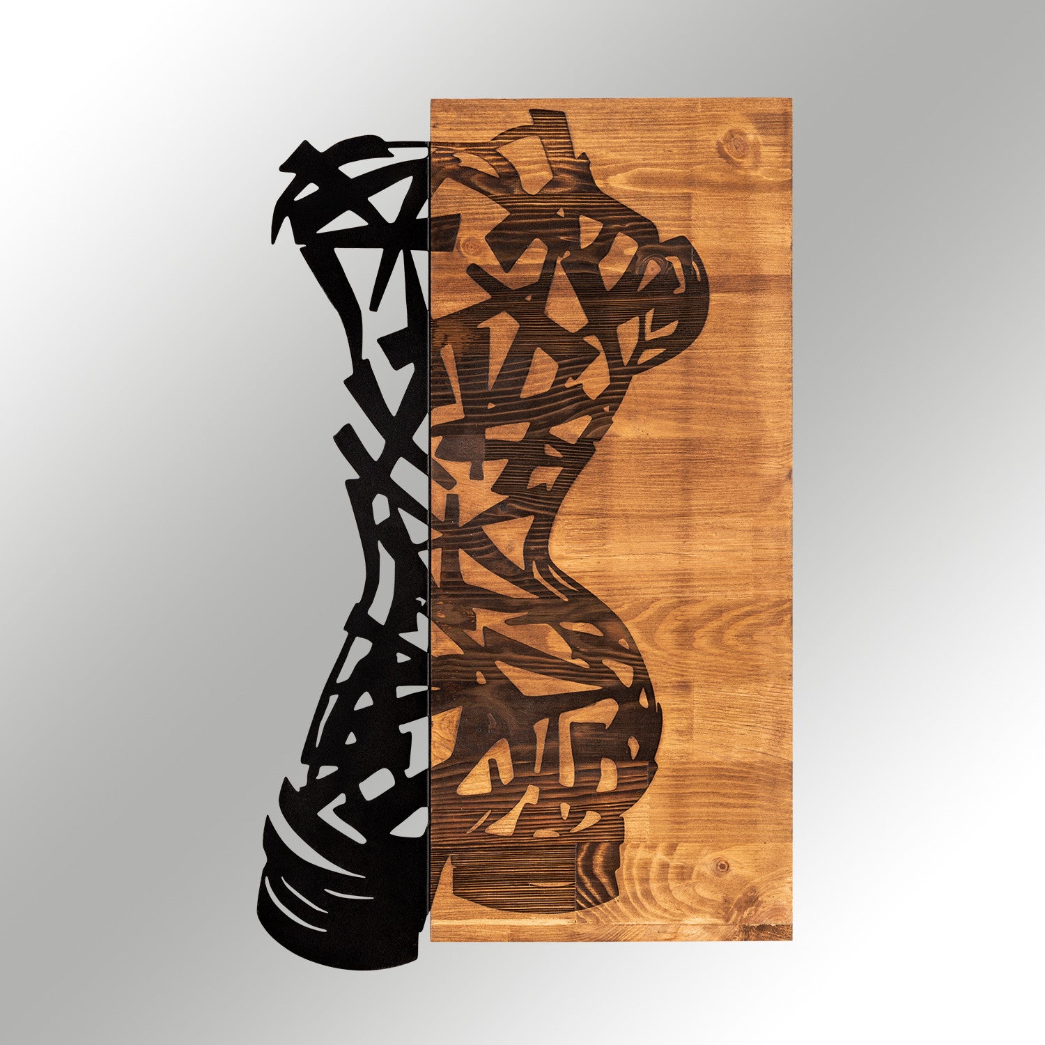 Paramparca Acessório de Parede Decorativo em Metal e Madeira, Preto/Nogueira, 36x60 cm (279ENZ1767)