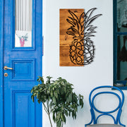 Bahama – Acessório Decorativo de Parede em Metal com Moldura de Madeira, Preto & Nogueira, 42x58 cm