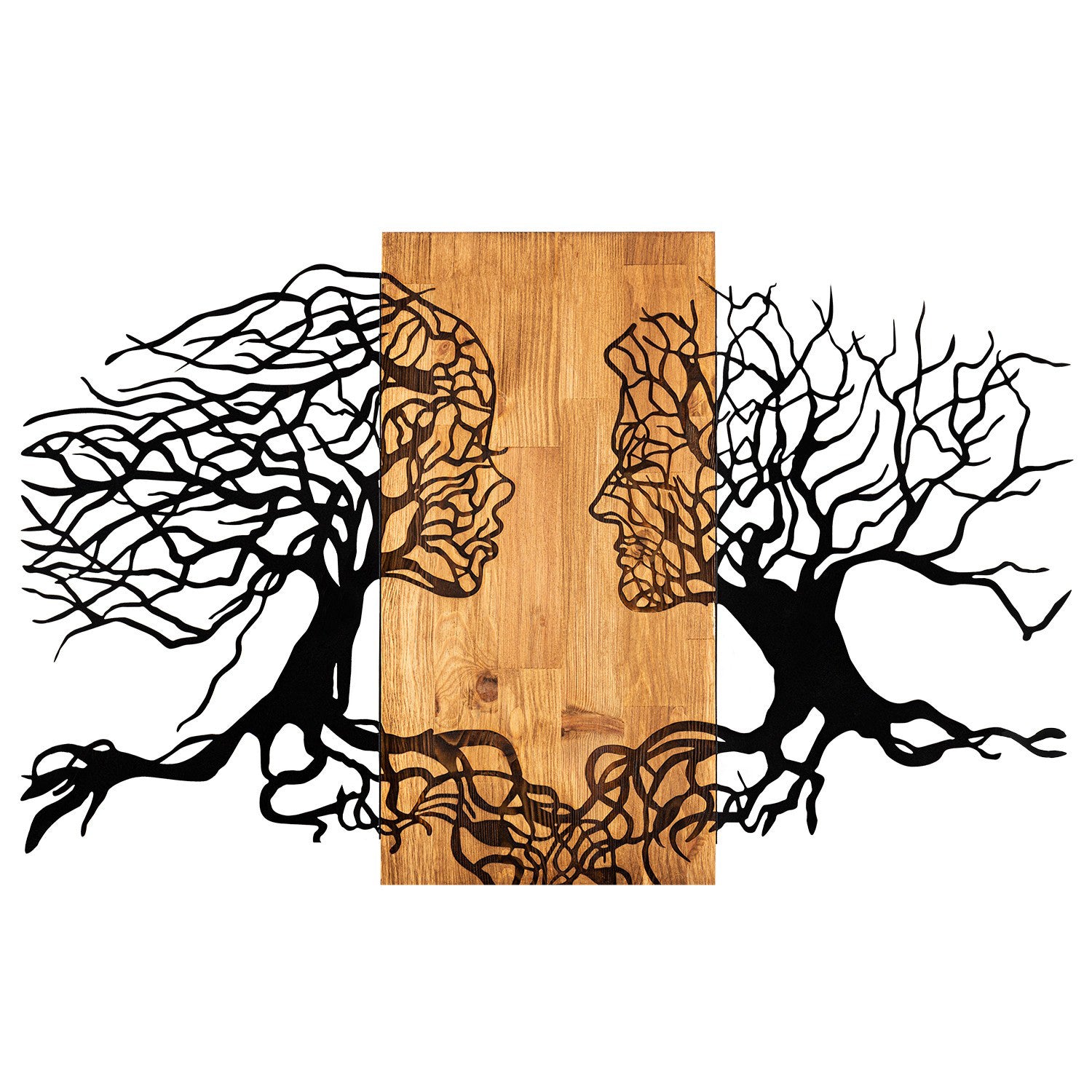 Elegante acessório decorativo de parede em madeira, 92 x 58 cm, preto e nogueira | Estrutura 100% metal (1,2 mm) e madeira maciça (3 cm) | Perfeito para decoração moderna