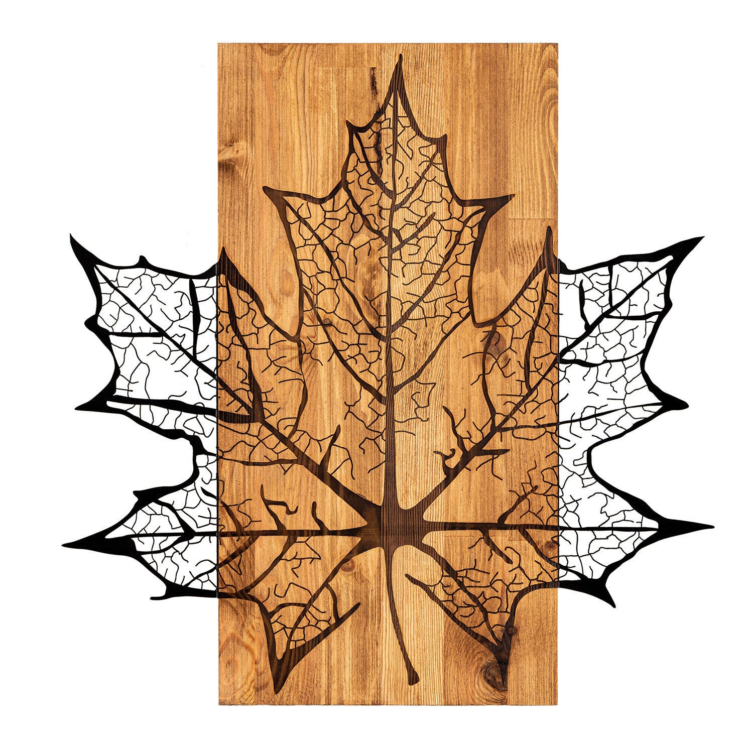 Hare – Acessório Decorativo de Parede em Metal (1,2 mm) com Moldura de Madeira Nogueira, Preto, 56 x 58 cm