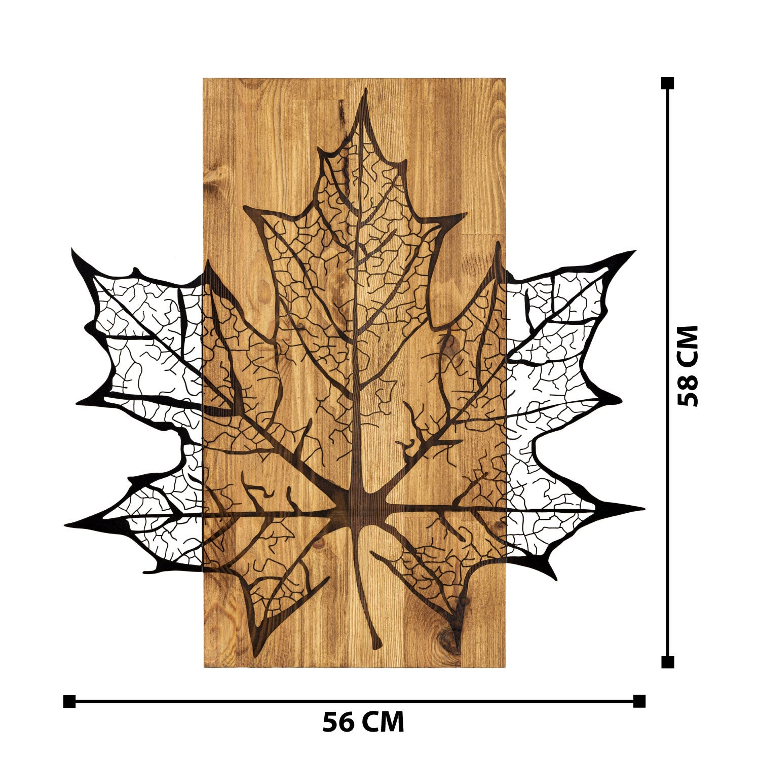 Hare – Acessório Decorativo de Parede em Metal (1,2 mm) com Moldura de Madeira Nogueira, Preto, 56 x 58 cm