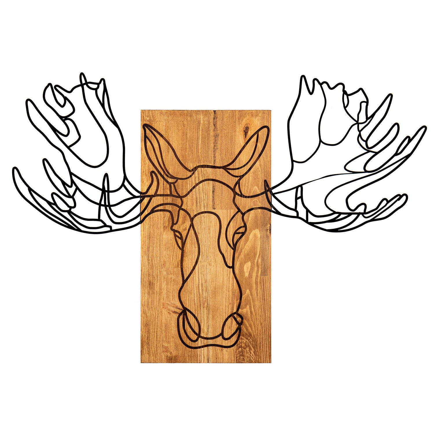Jeyan — Acessório Decorativo de Parede em Metal com Moldura em Nogueira, Preto, 93 x 66 cm