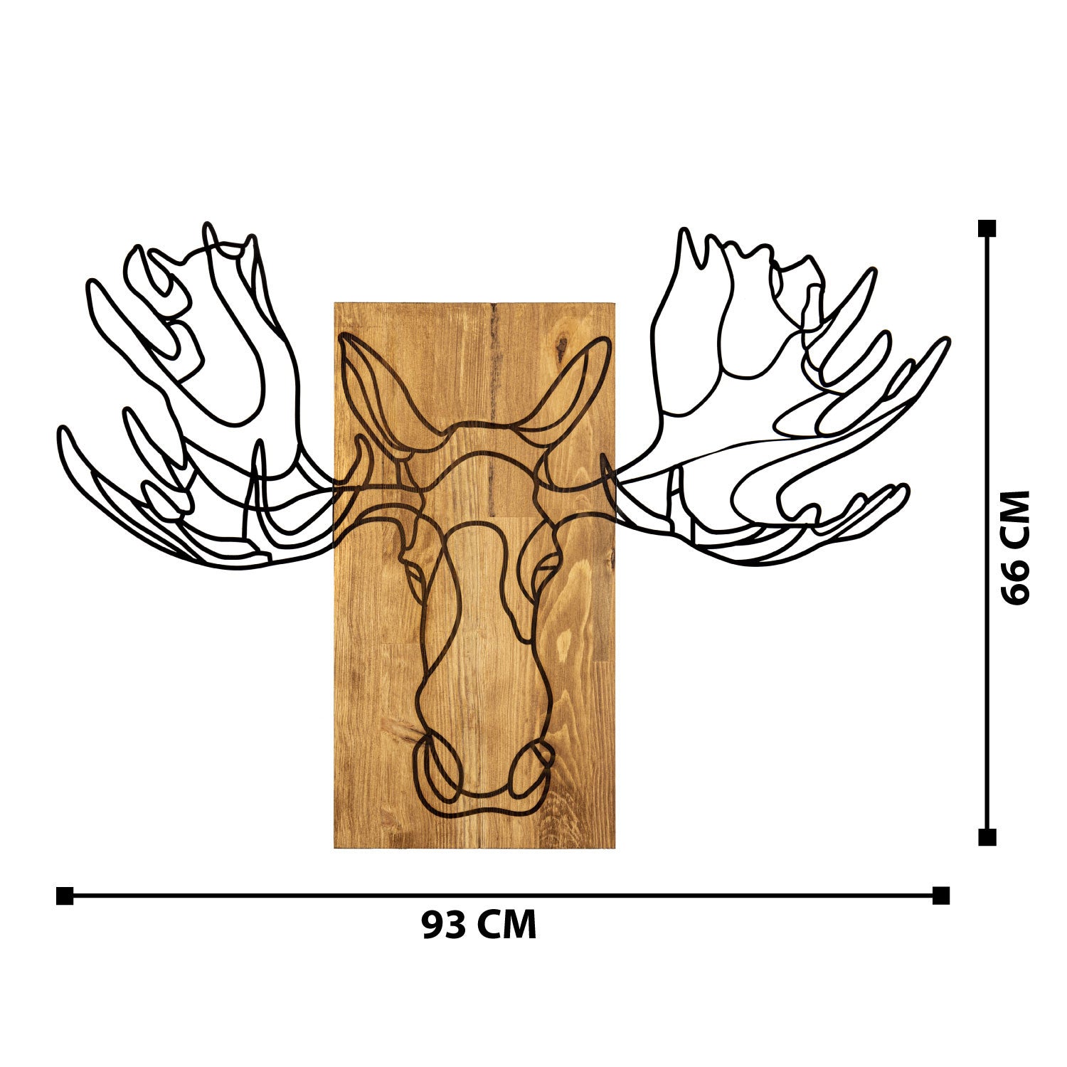 Jeyan — Acessório Decorativo de Parede em Metal com Moldura em Nogueira, Preto, 93 x 66 cm