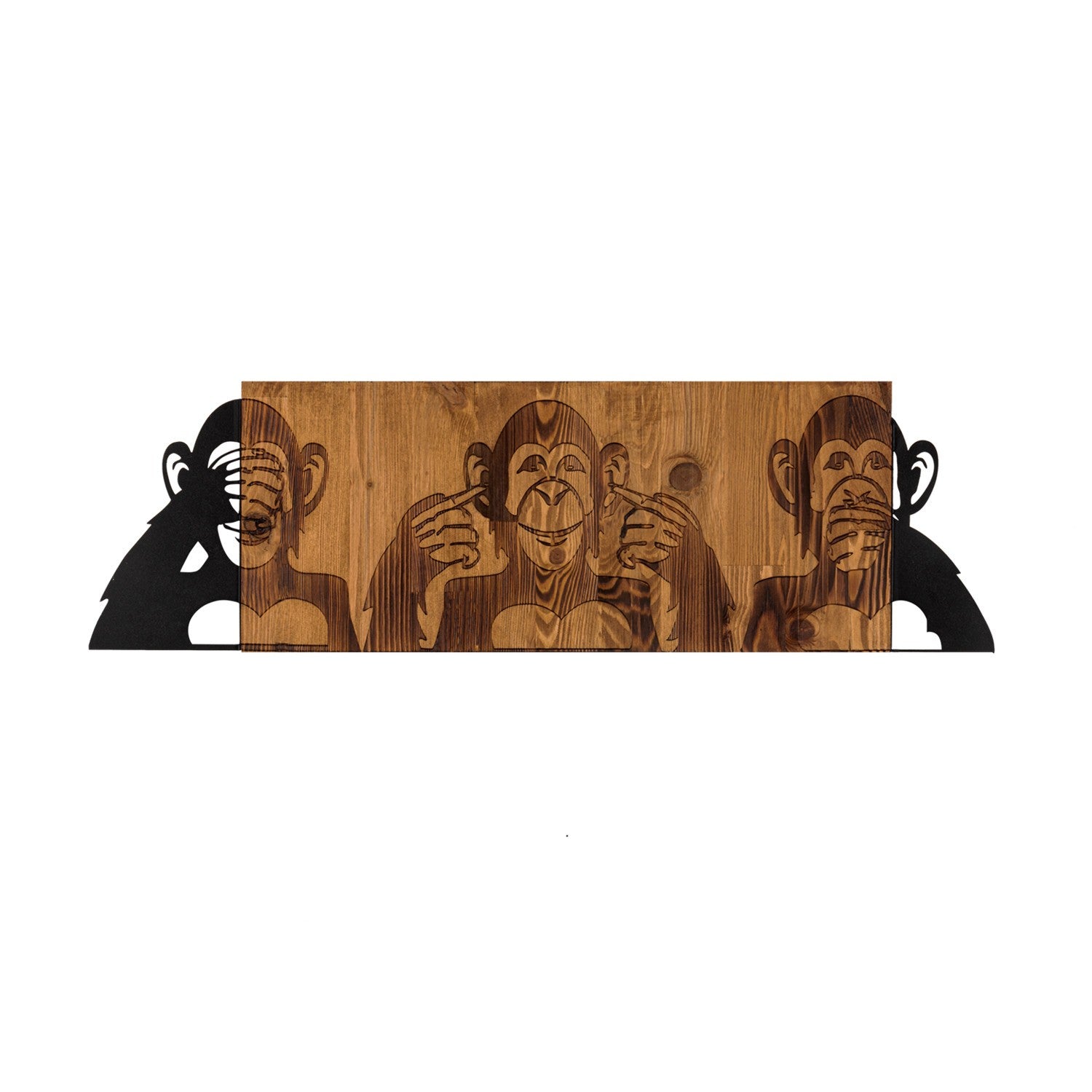 Elegante acessório decorativo de parede em madeira, 82 x 58 cm, preto e nogueira | Estrutura 100% metal (1,2 mm) e madeira maciça (3 cm) | Perfeito para decoração moderna