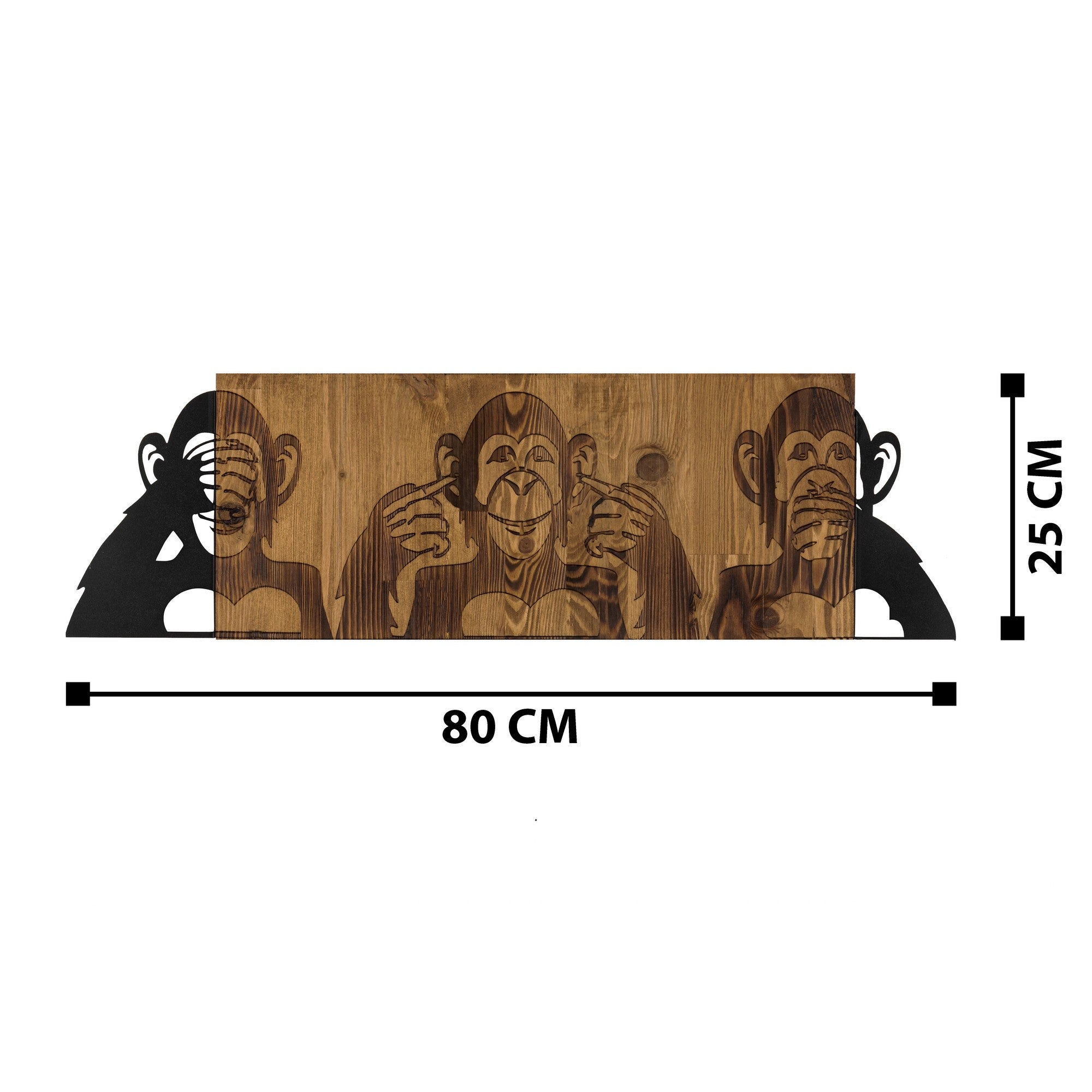 Elegante acessório decorativo de parede em madeira, 82 x 58 cm, preto e nogueira | Estrutura 100% metal (1,2 mm) e madeira maciça (3 cm) | Perfeito para decoração moderna