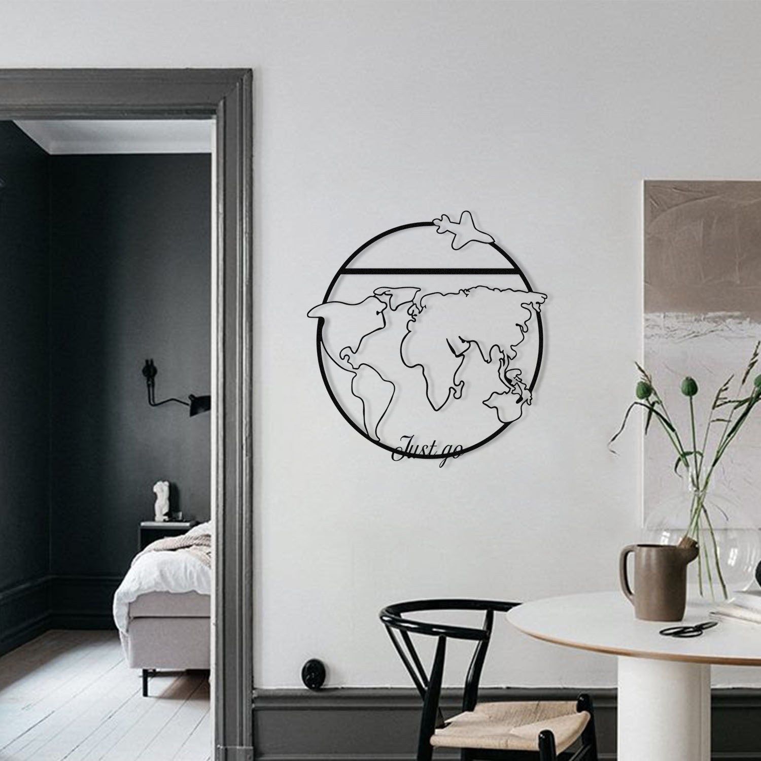 Juest Go – Acessório Decorativo de Parede em Metal Preto, 49 x 52 cm