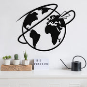 Travel — Acessório Decorativo de Parede 100% Metal, Preto, 55x44 cm