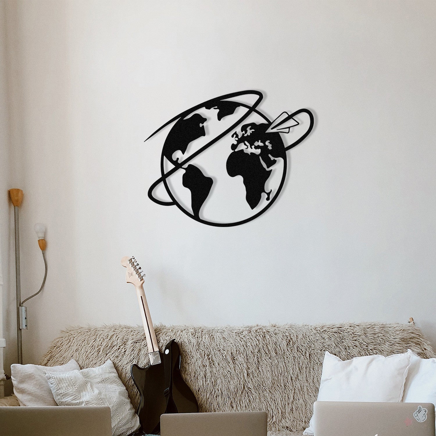 Travel — Acessório Decorativo de Parede 100% Metal, Preto, 55x44 cm