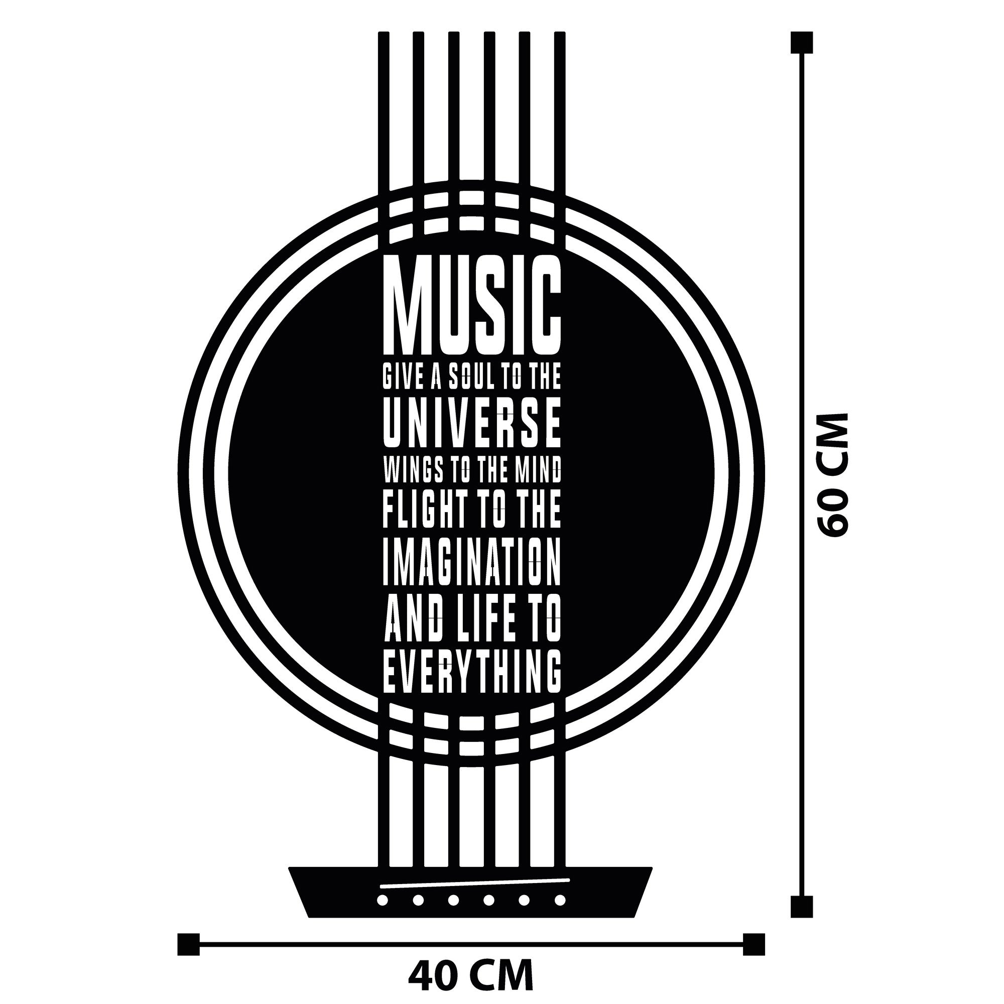 My Music – Acessório Decorativo de Parede em Metal, Preto, 40 x 60 cm, 100% metal (1,2 mm)