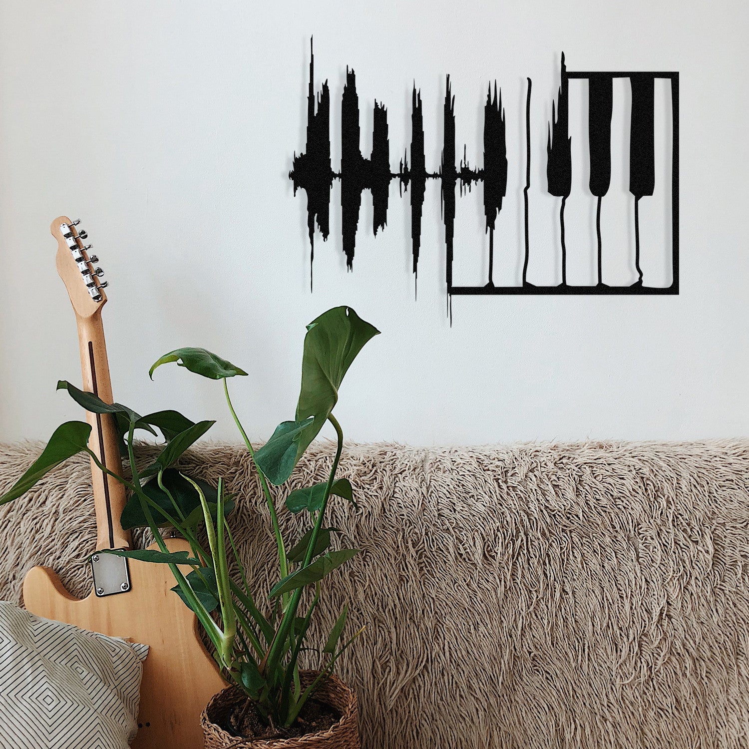 My Music v2 - Acessório Decorativo de Parede em 100% Metal, Preto, 70x53 cm