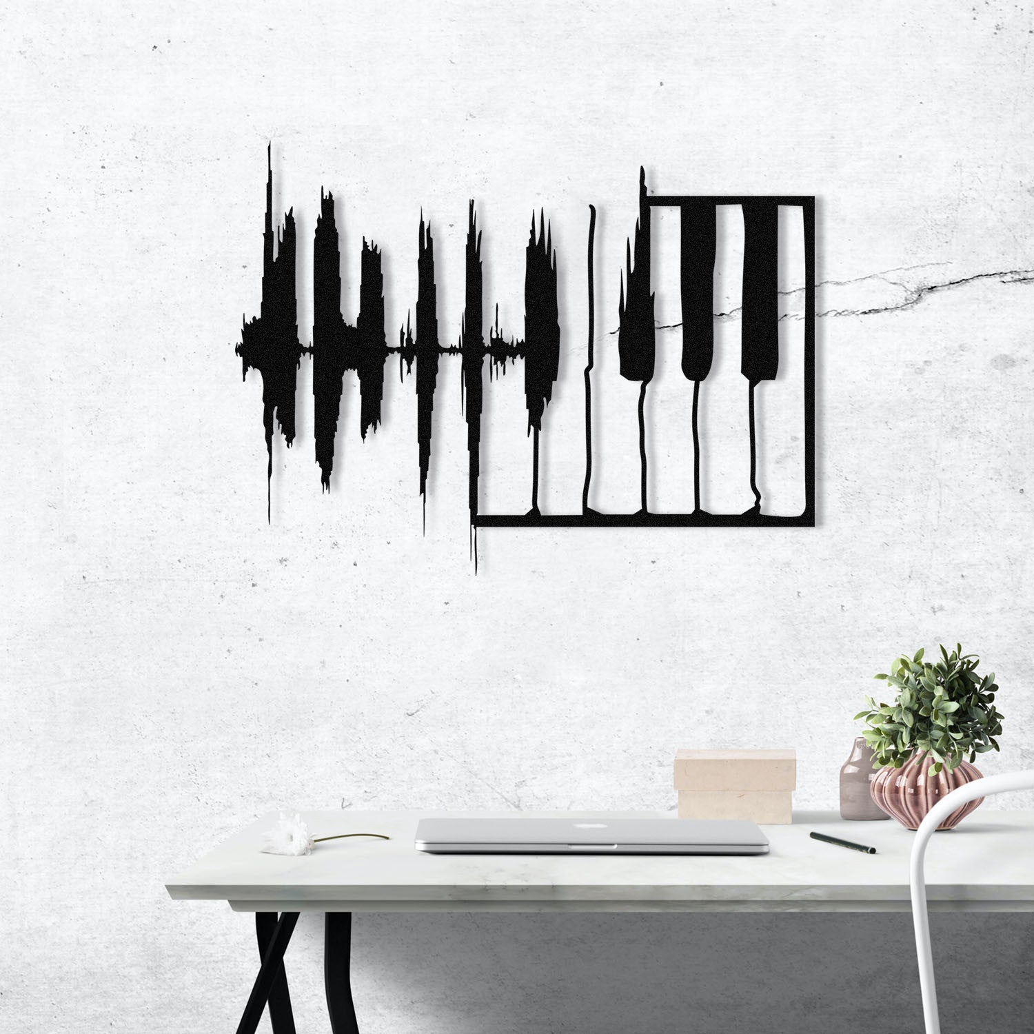 My Music v2 - Acessório Decorativo de Parede em 100% Metal, Preto, 70x53 cm