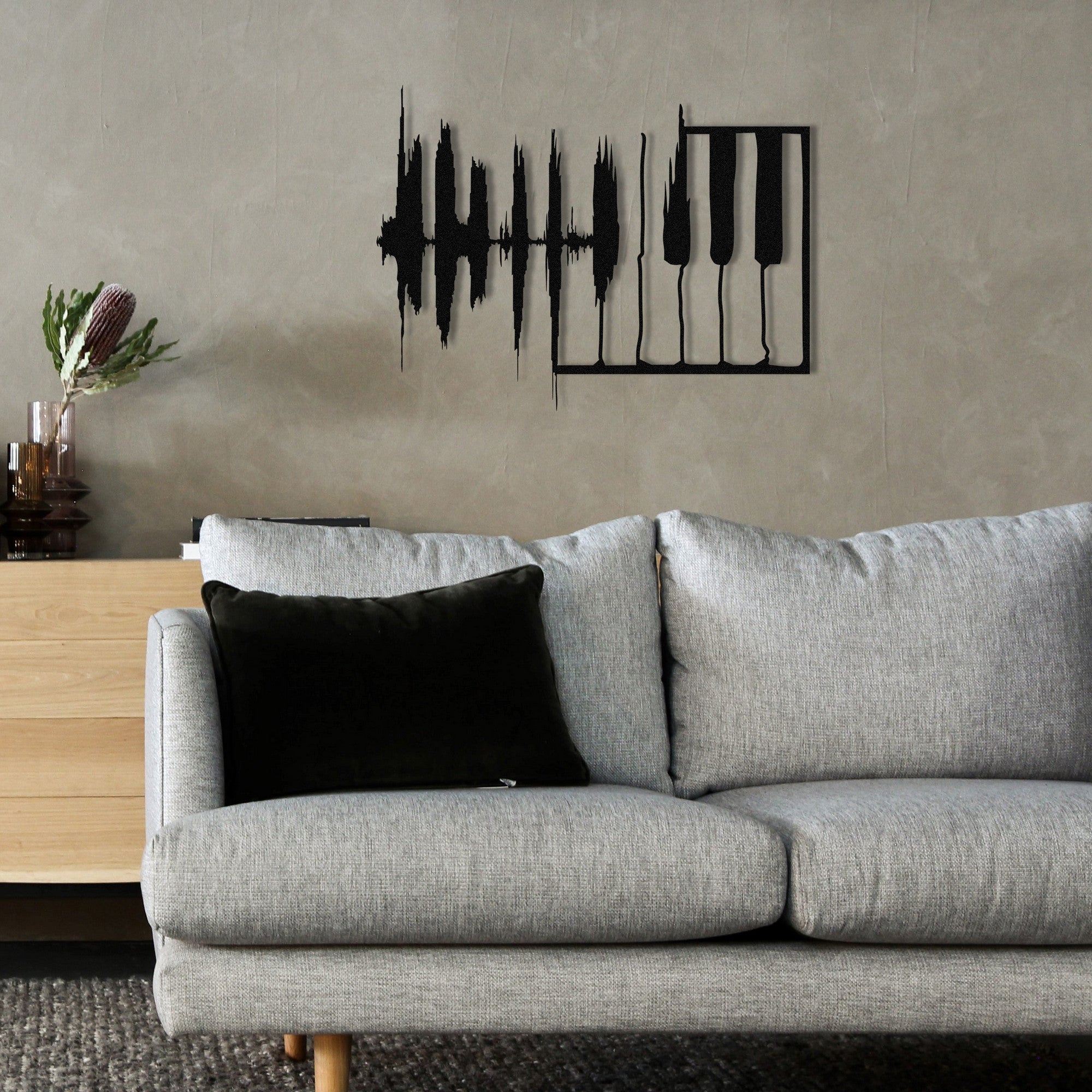 My Music v2 - Acessório Decorativo de Parede em 100% Metal, Preto, 70x53 cm