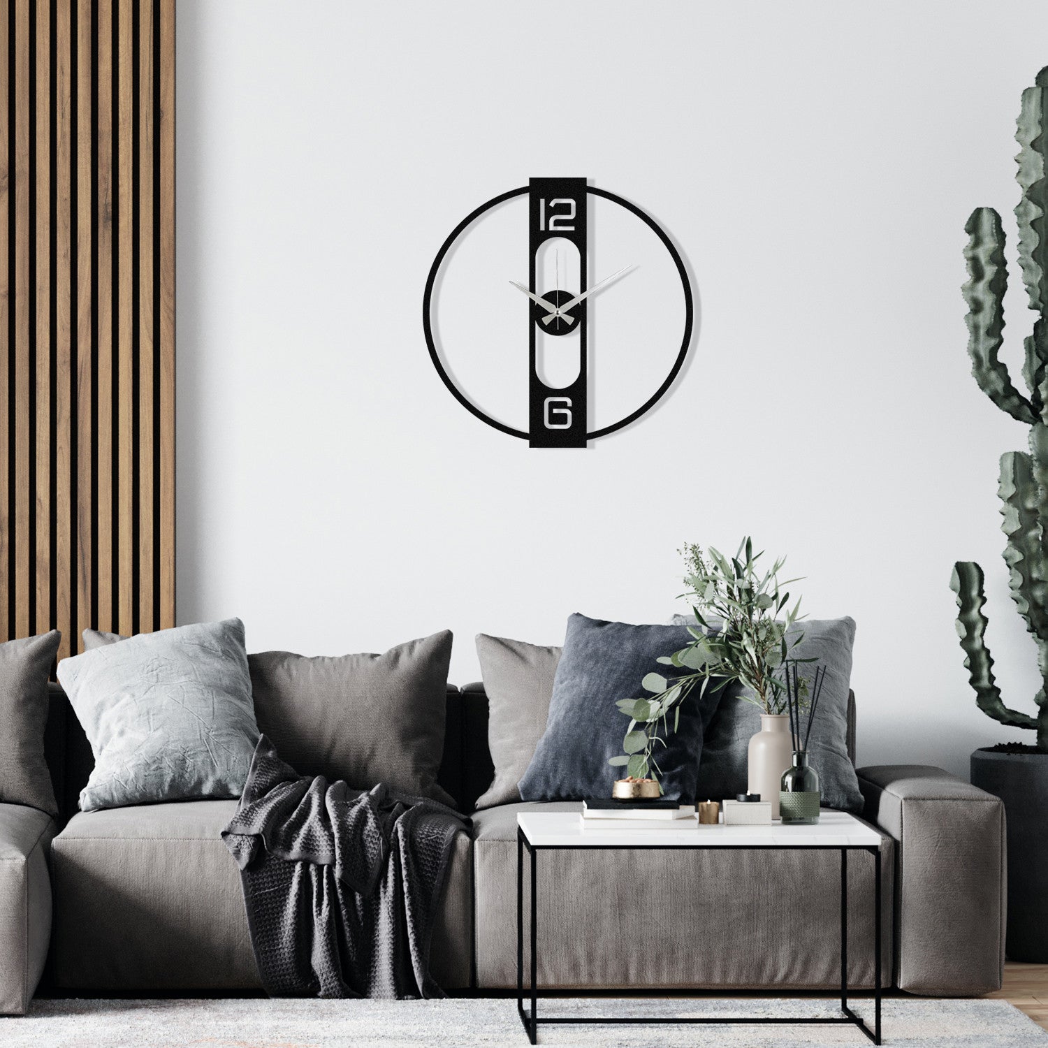 Relógio de Parede Decorativo Enzo 48x48 cm – Metal 100% – Preto