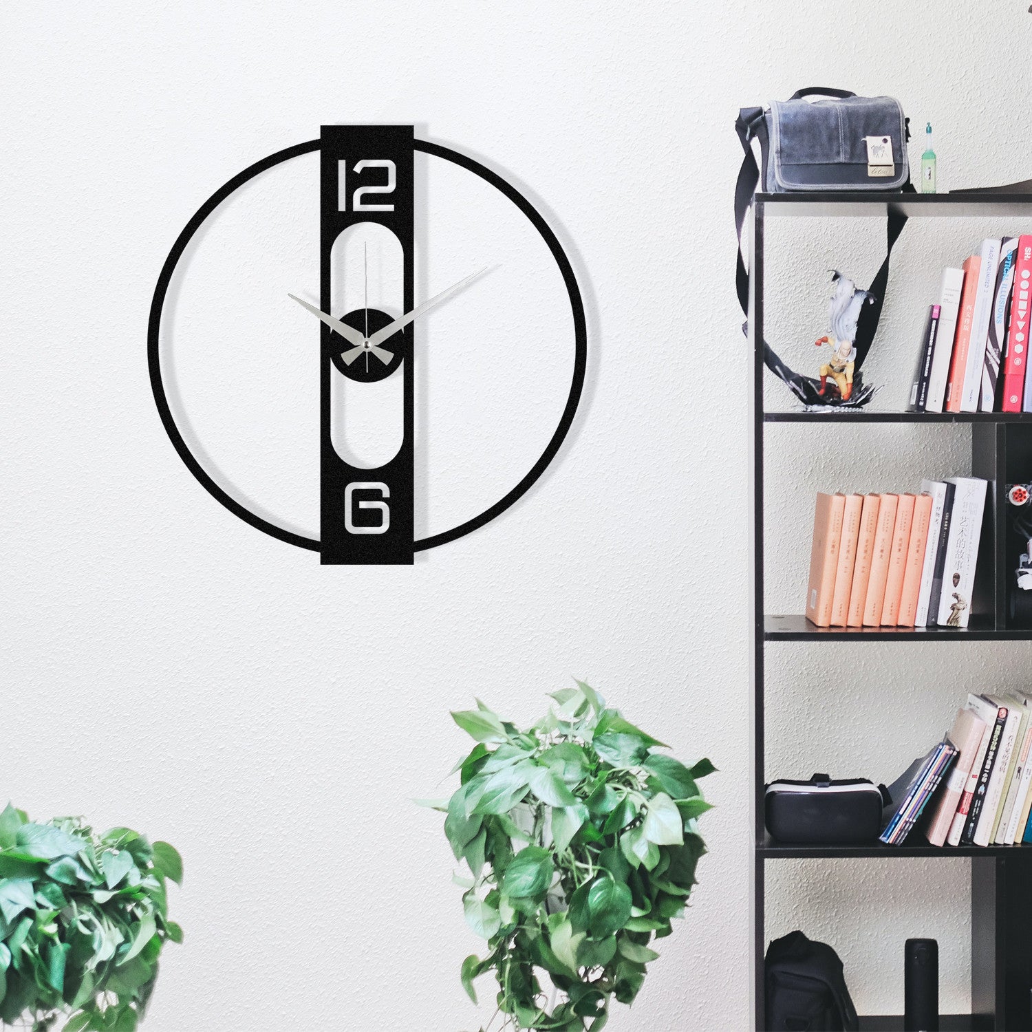 Relógio de Parede Decorativo Enzo 48x48 cm – Metal 100% – Preto