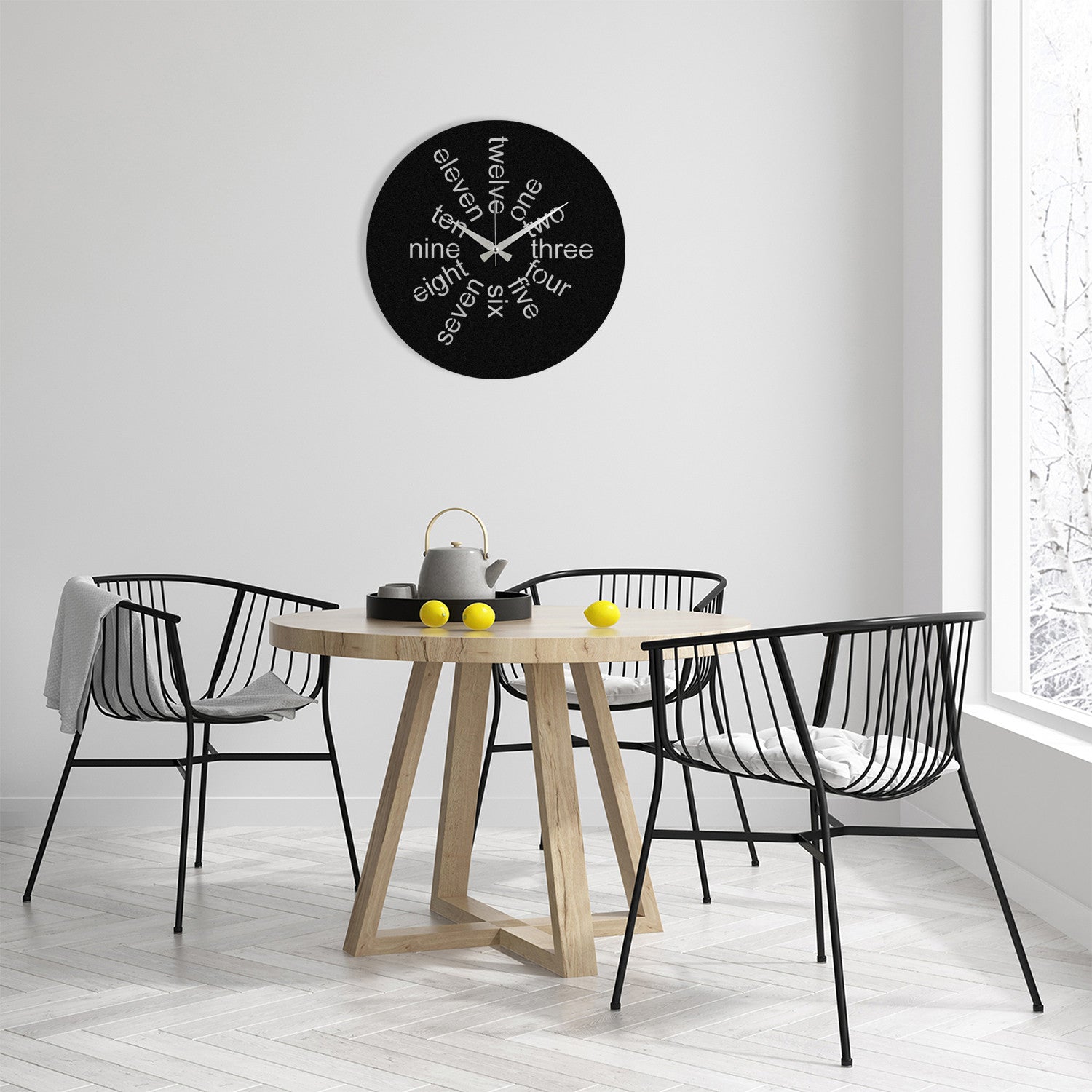 Relógio de Parede Decorativo em Metal “Hati” – Preto, 48x48 cm