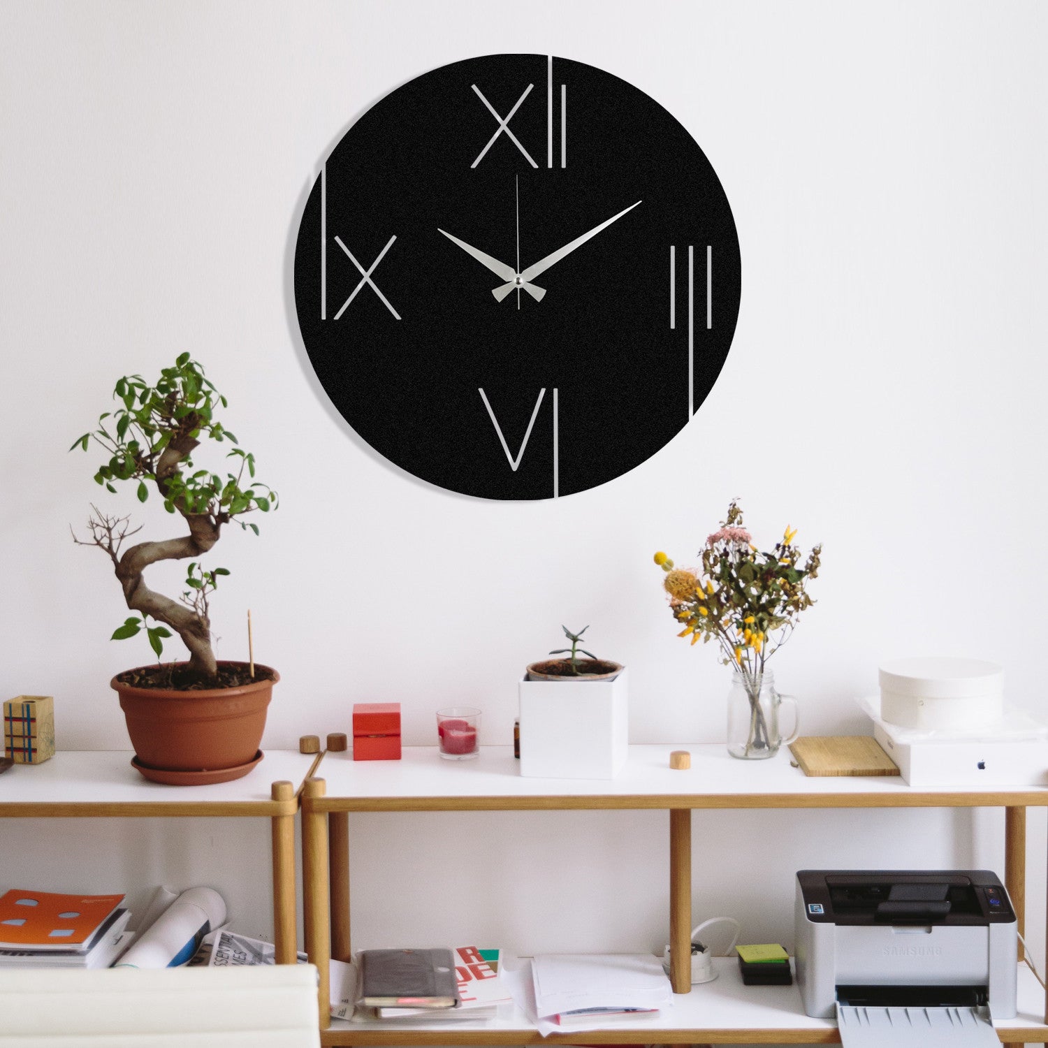 Relógio de Parede Decorativo One 100% Metal Preto 48x48 cm