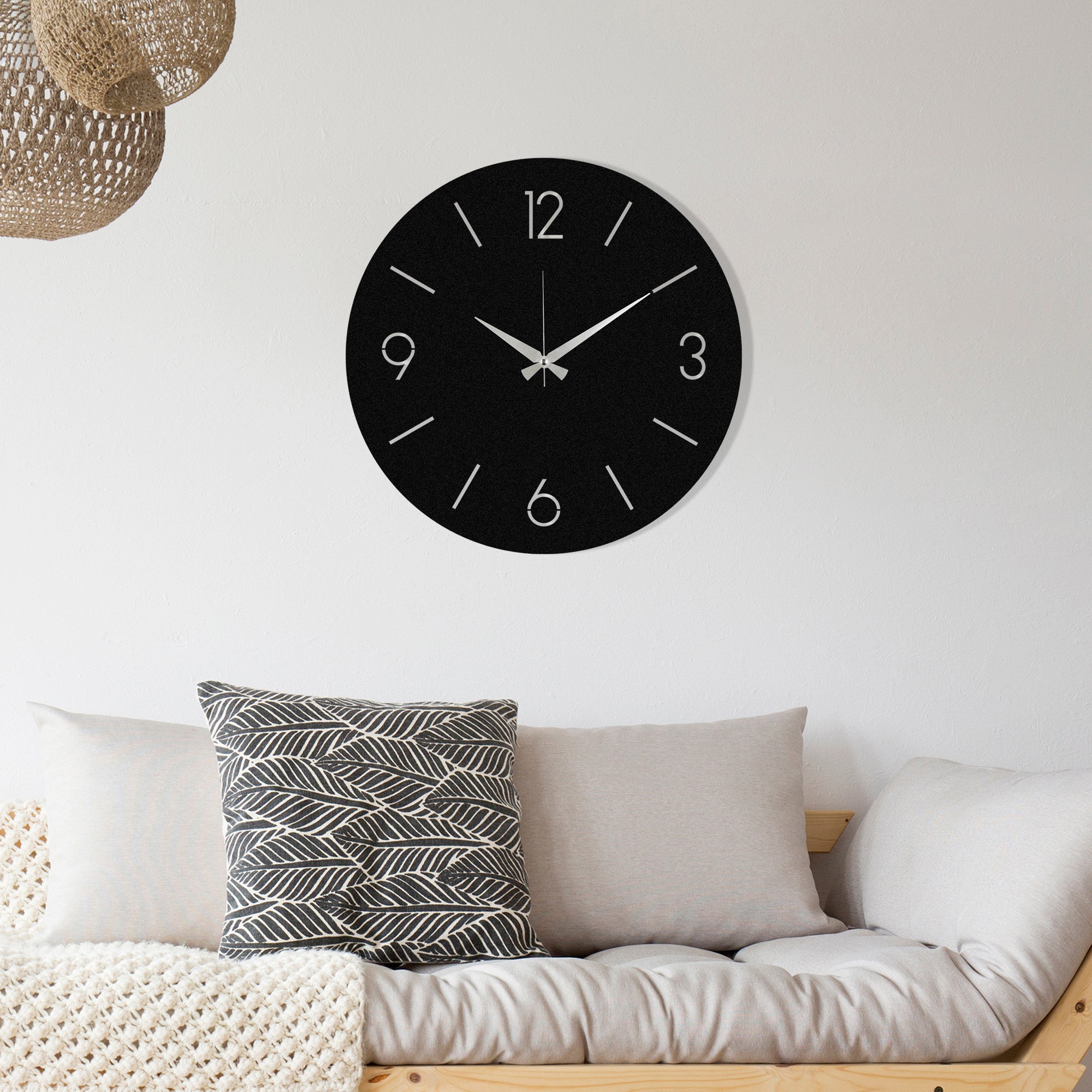 Relógio de Parede Decorativo em Metal Trevwela – Preto, 48x48 cm, 100% Metal (1,2 mm)