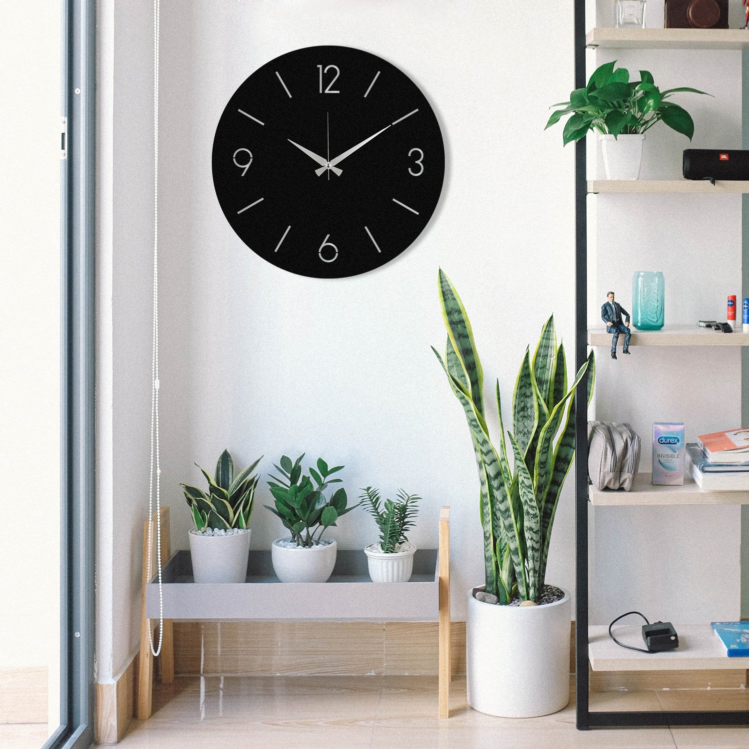 Relógio de Parede Decorativo em Metal Trevwela – Preto, 48x48 cm, 100% Metal (1,2 mm)