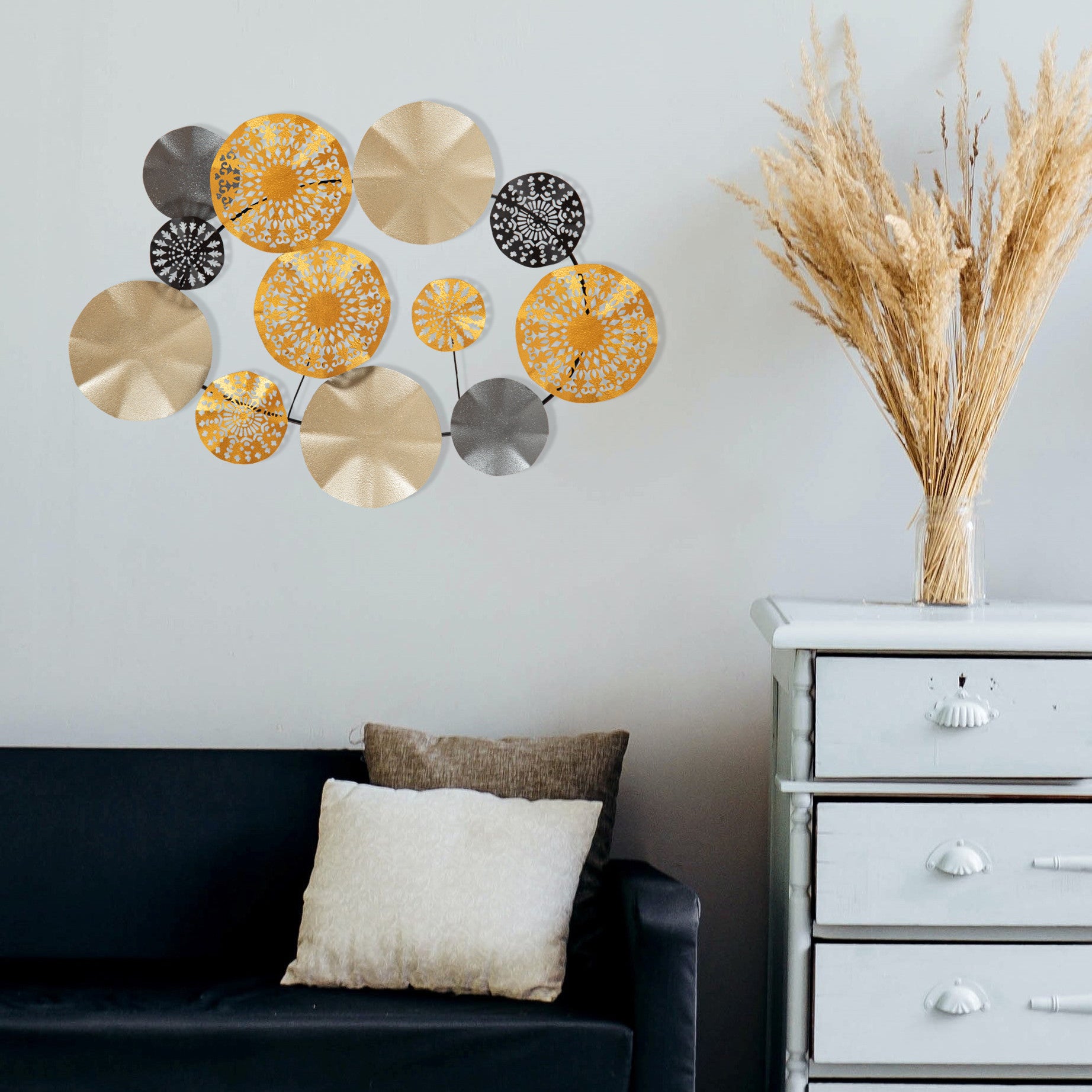 Acessório Decorativo de Parede 100% Metal Multicolor Gold - CH109-1 (84 x 10 x 63 cm)