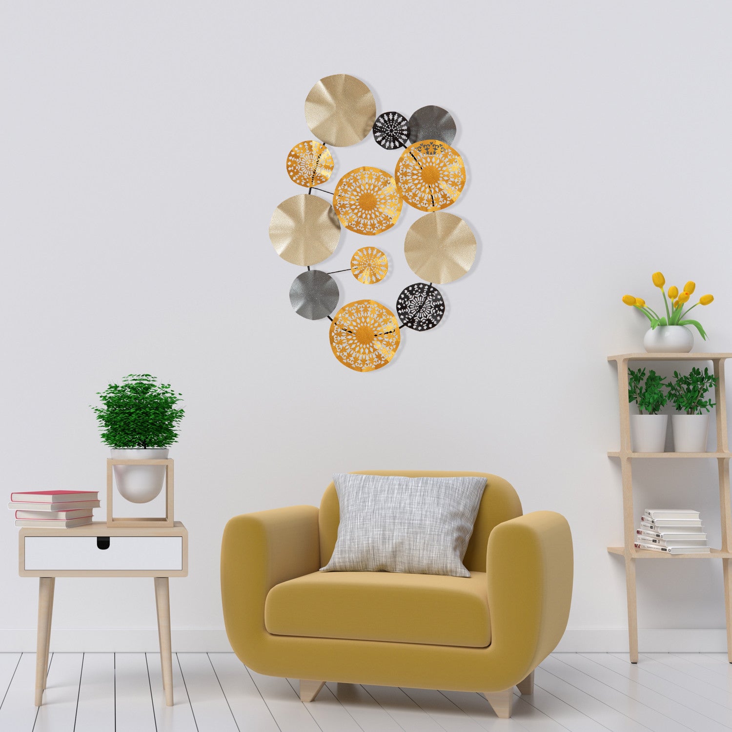 Acessório Decorativo de Parede 100% Metal Multicolor Gold - CH109-1 (84 x 10 x 63 cm)