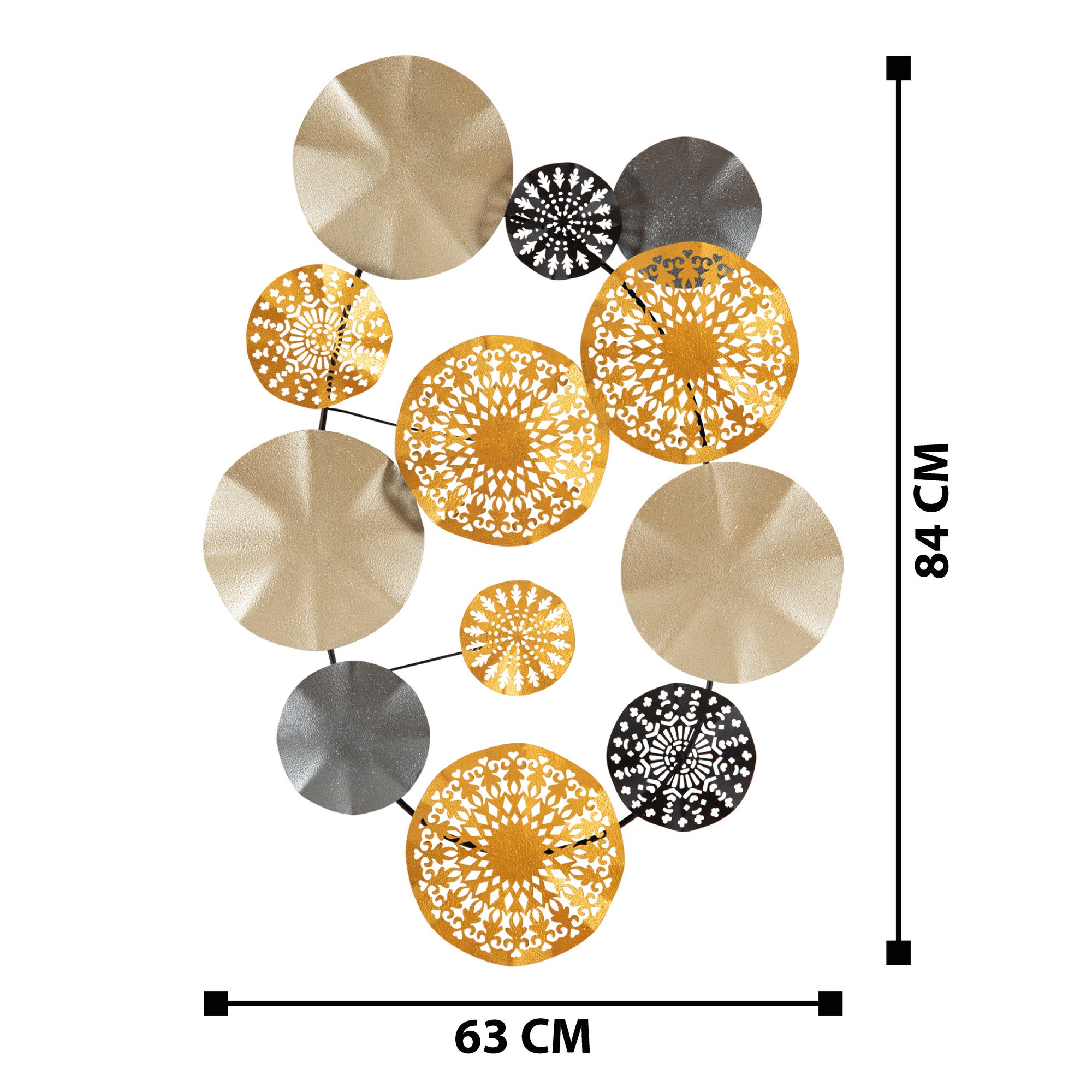 Acessório Decorativo de Parede 100% Metal Multicolor Gold - CH109-1 (84 x 10 x 63 cm)