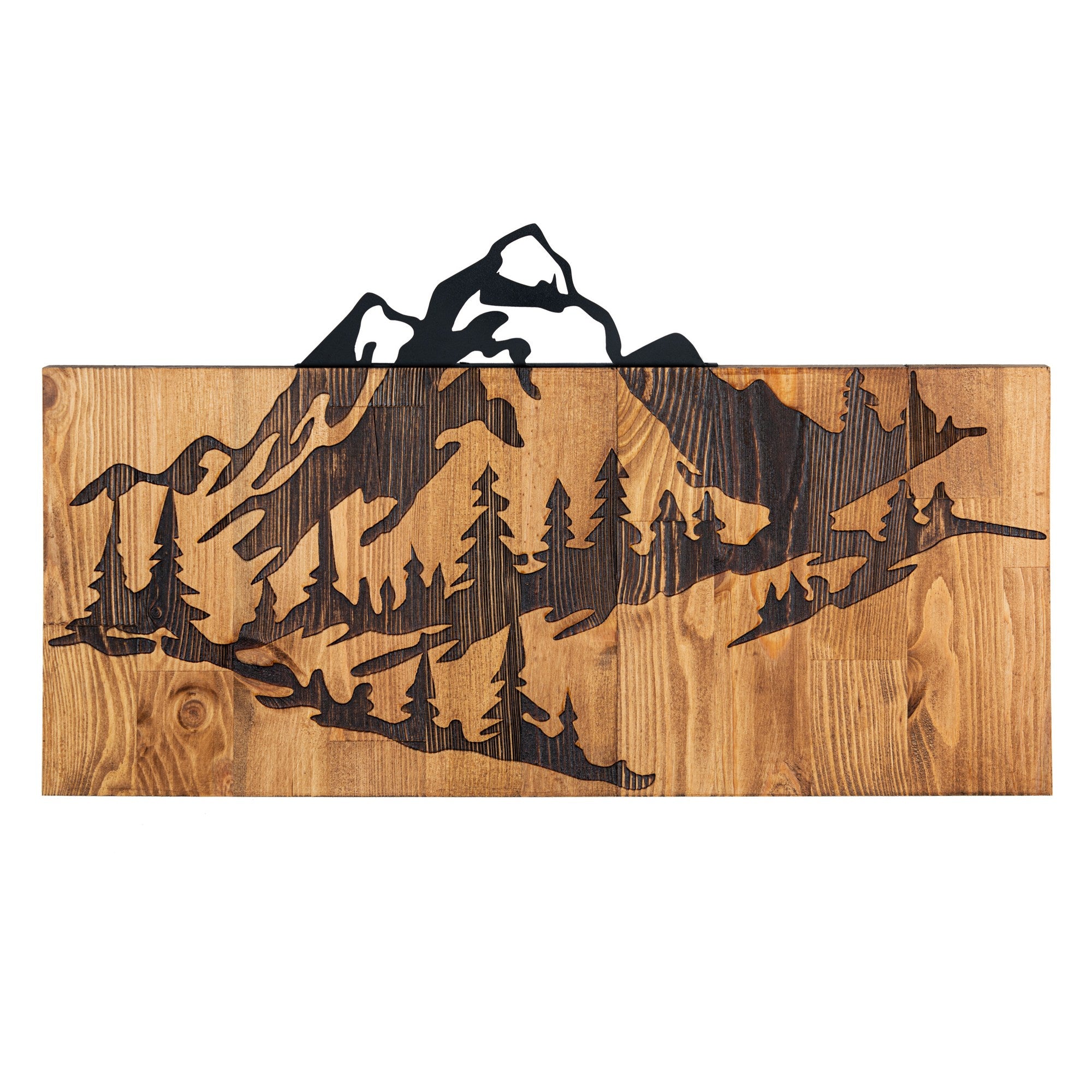 Nature – Acessório Decorativo de Parede em Metal Preto com Moldura em Nogueira, 57,5 x 33 cm