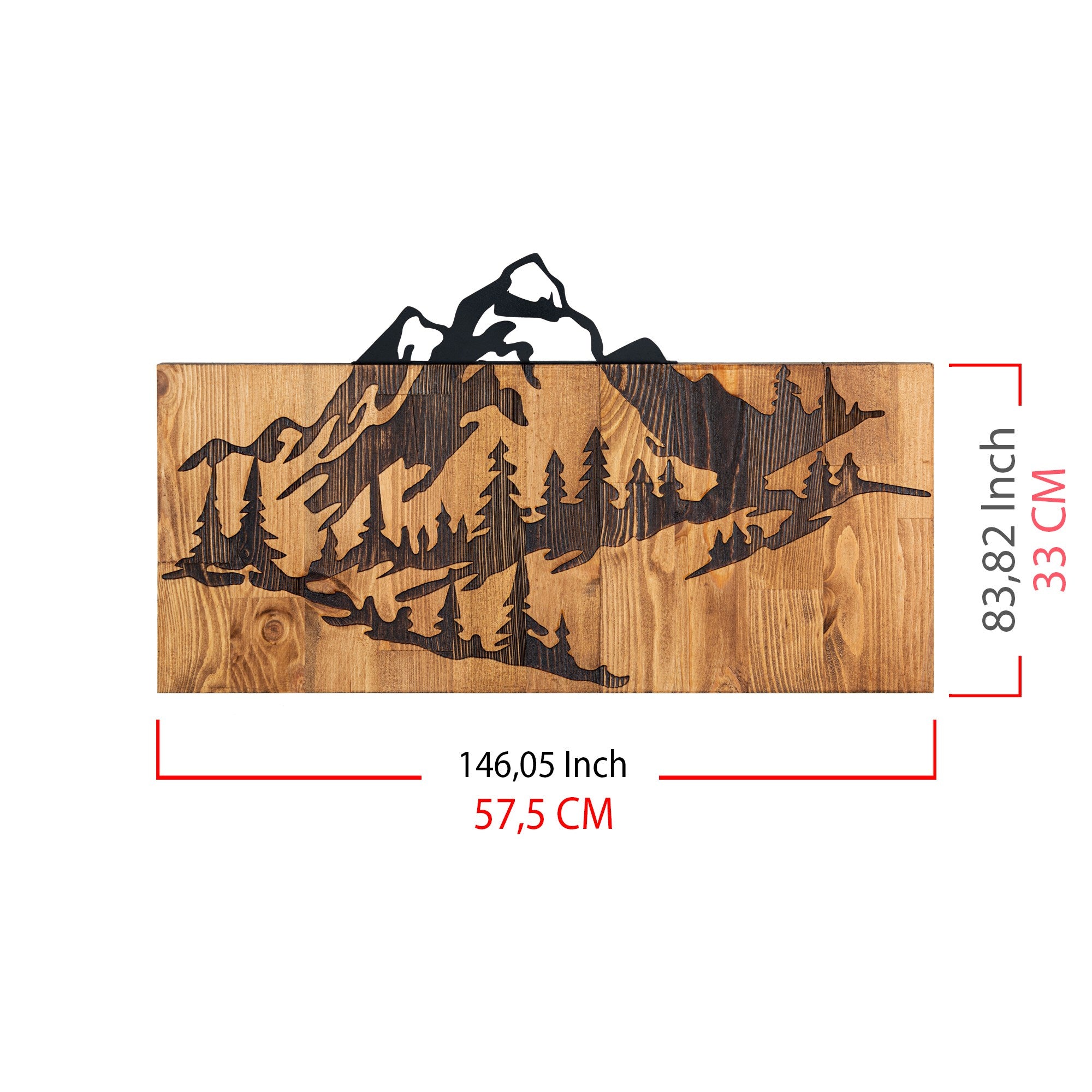 Nature – Acessório Decorativo de Parede em Metal Preto com Moldura em Nogueira, 57,5 x 33 cm