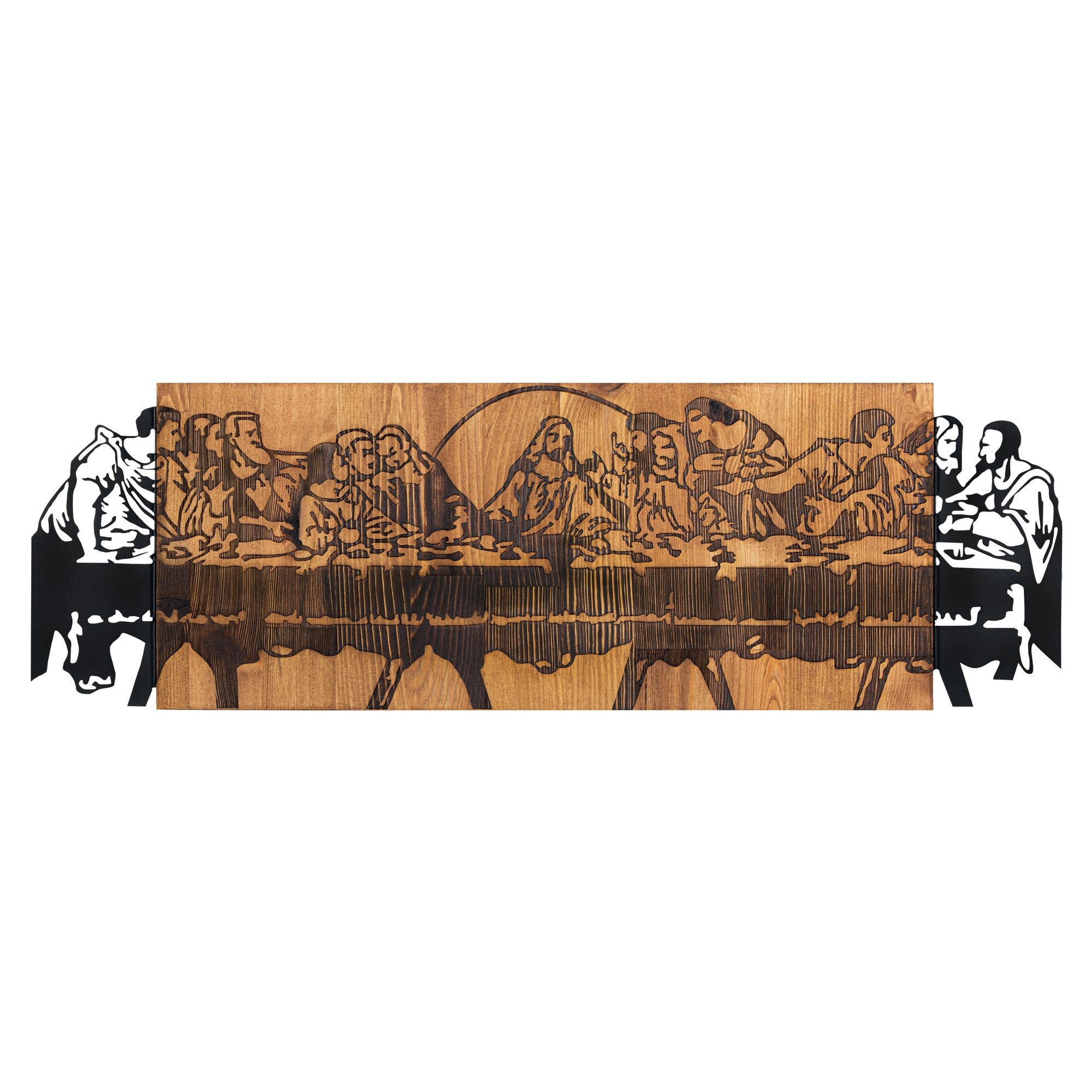 Last Dinner – Acessório Decorativo de Parede em Metal Preto com Moldura em Madeira de Nogueira, 76,5 x 24,5 cm