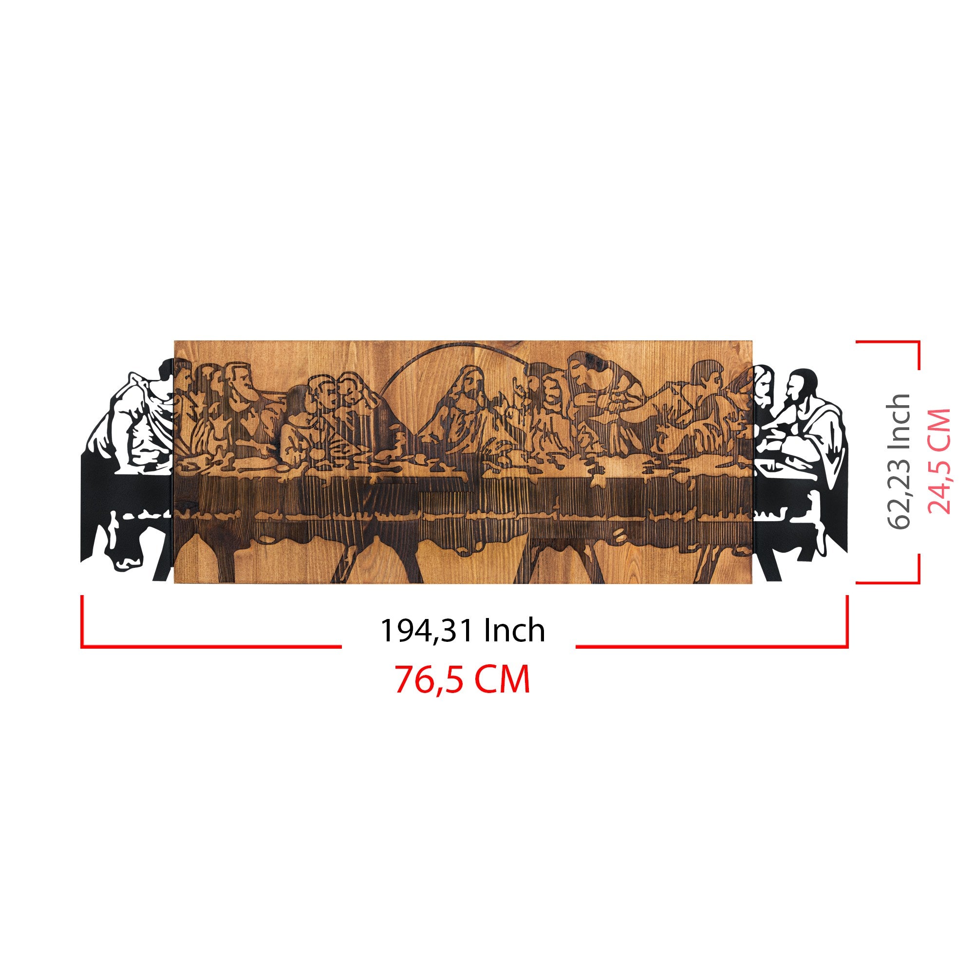 Last Dinner – Acessório Decorativo de Parede em Metal Preto com Moldura em Madeira de Nogueira, 76,5 x 24,5 cm