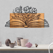 Culture – Acessório Decorativo de Parede em Metal Preto com Moldura de Nogueira, 74 x 37 cm