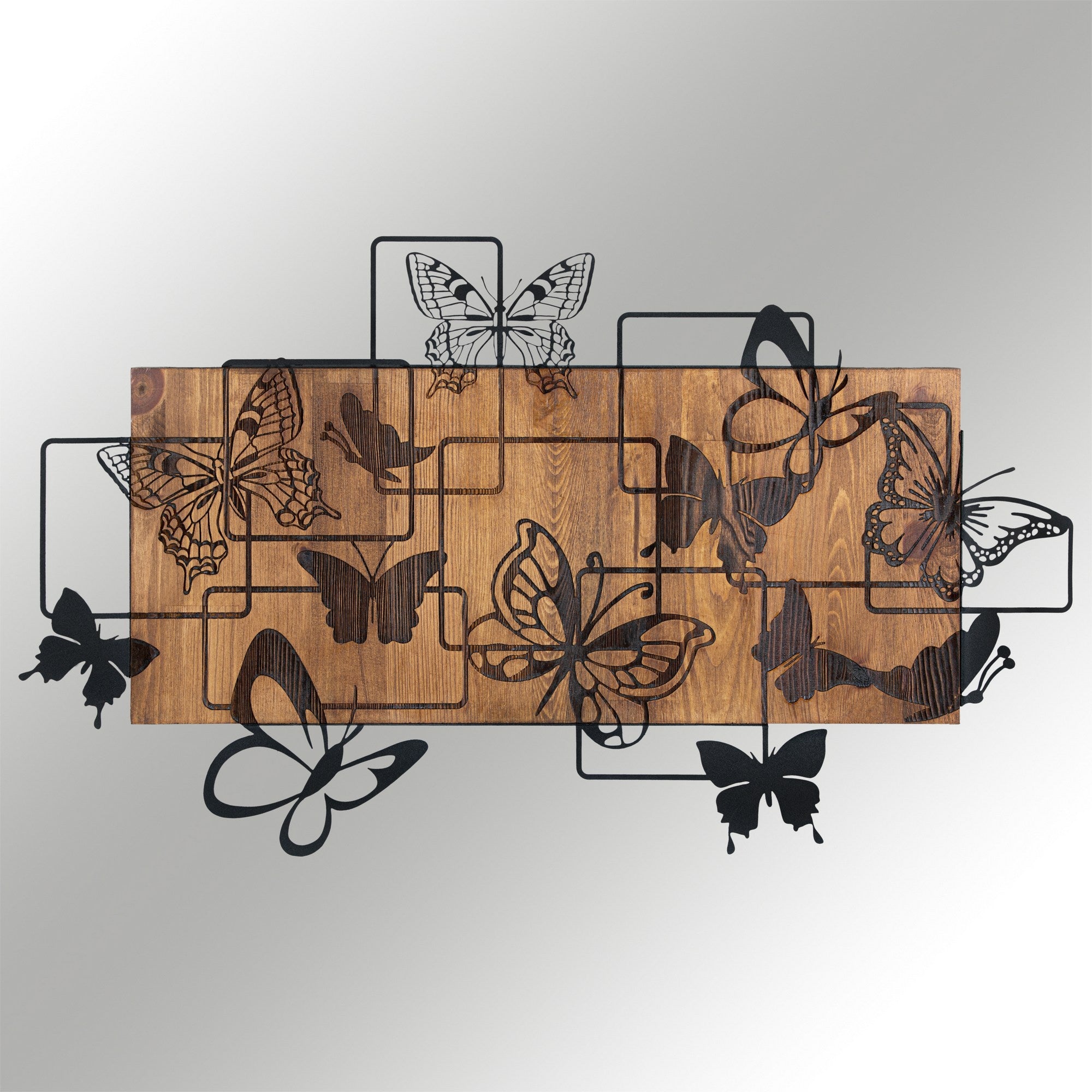 Legendary — Acessório Decorativo de Parede em Madeira, Preto/Nogueira, Metal 1,2 mm, Moldura 3 cm, 73 x 42,5 cm