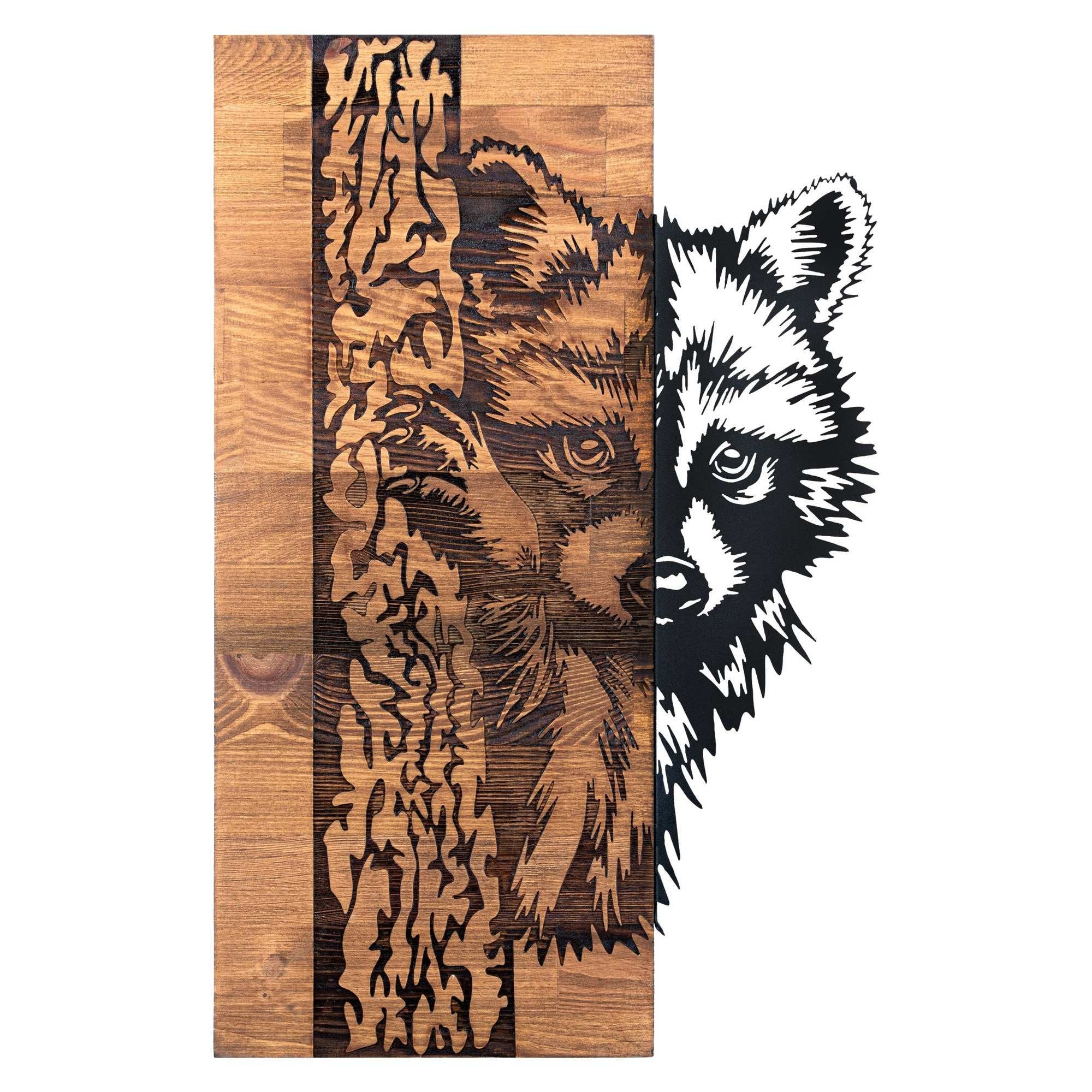 Folivora – Acessório de Parede Decorativo em Metal e Nogueira, Preto, 37 x 57,5 cm