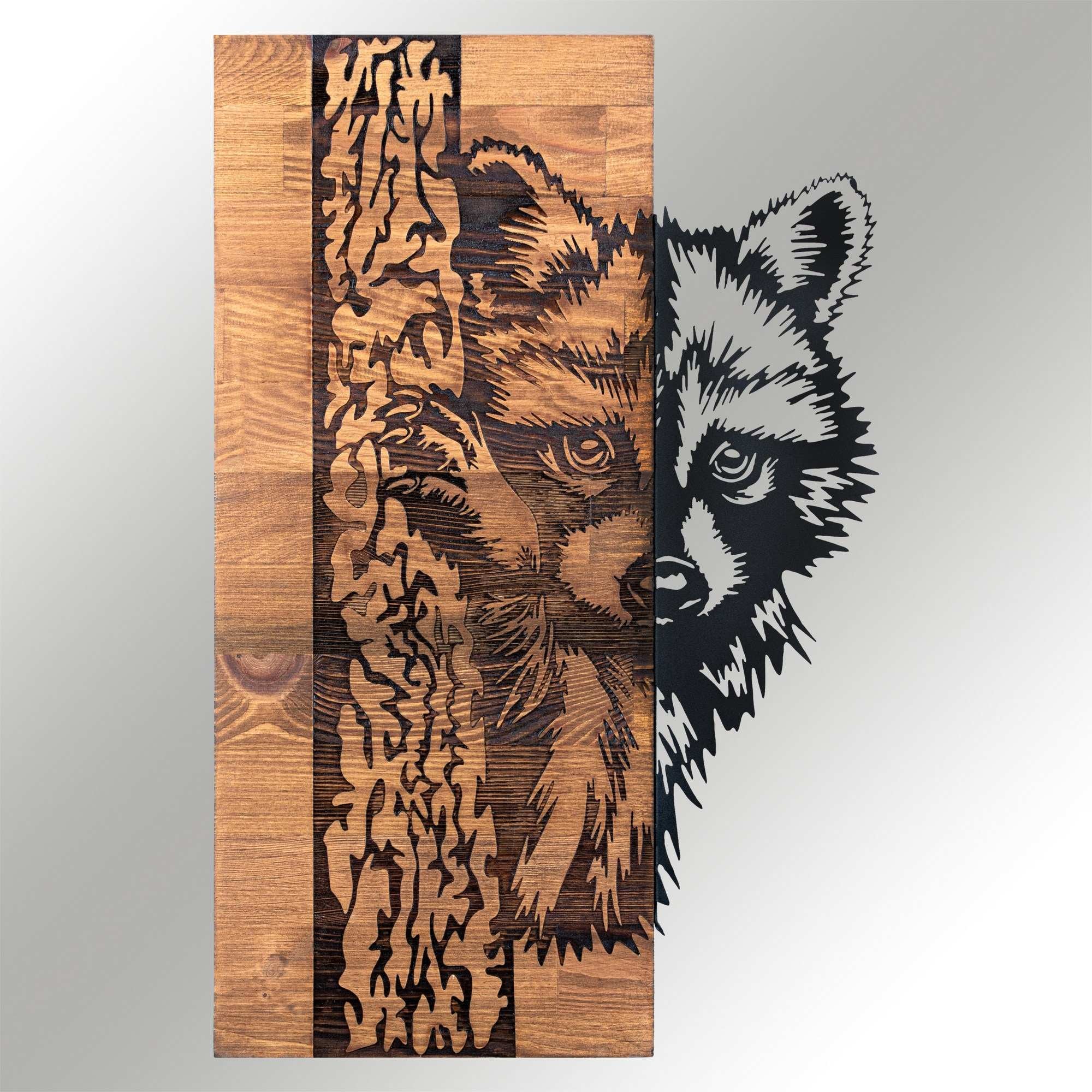 Folivora – Acessório de Parede Decorativo em Metal e Nogueira, Preto, 37 x 57,5 cm
