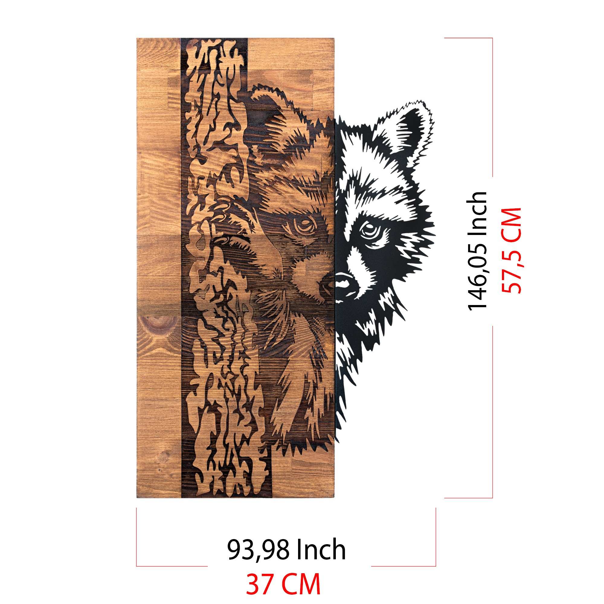 Folivora – Acessório de Parede Decorativo em Metal e Nogueira, Preto, 37 x 57,5 cm