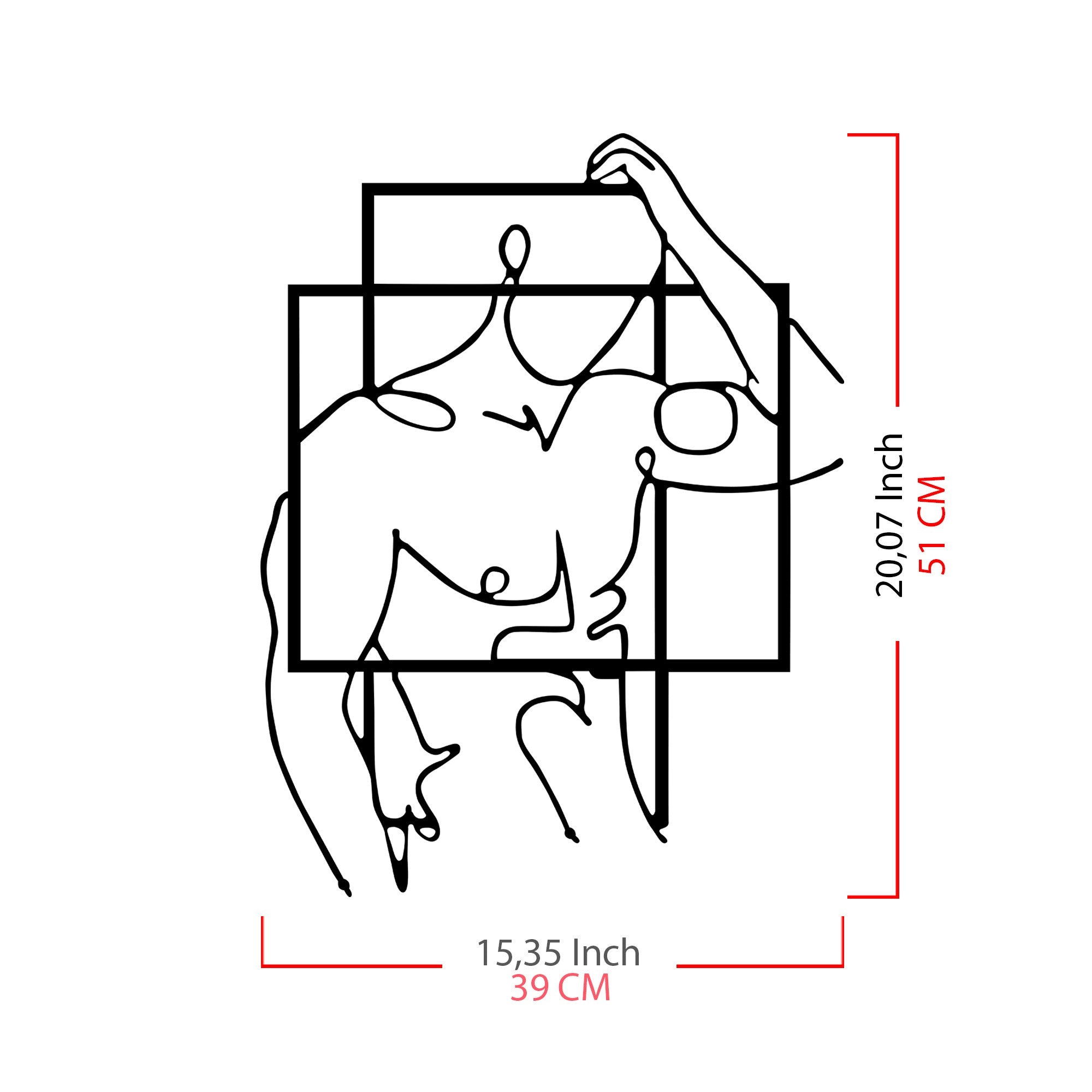 Fit Man – Acessório Decorativo de Parede em Metal Preto, 39 x 51 cm (1,2 mm)