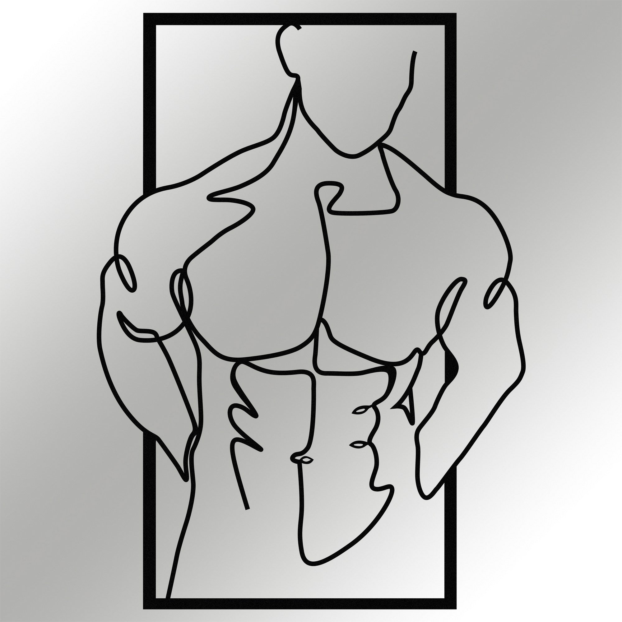 Homem Musculado – Acessório Decorativo de Parede em Metal Preto (36 x 50 cm)