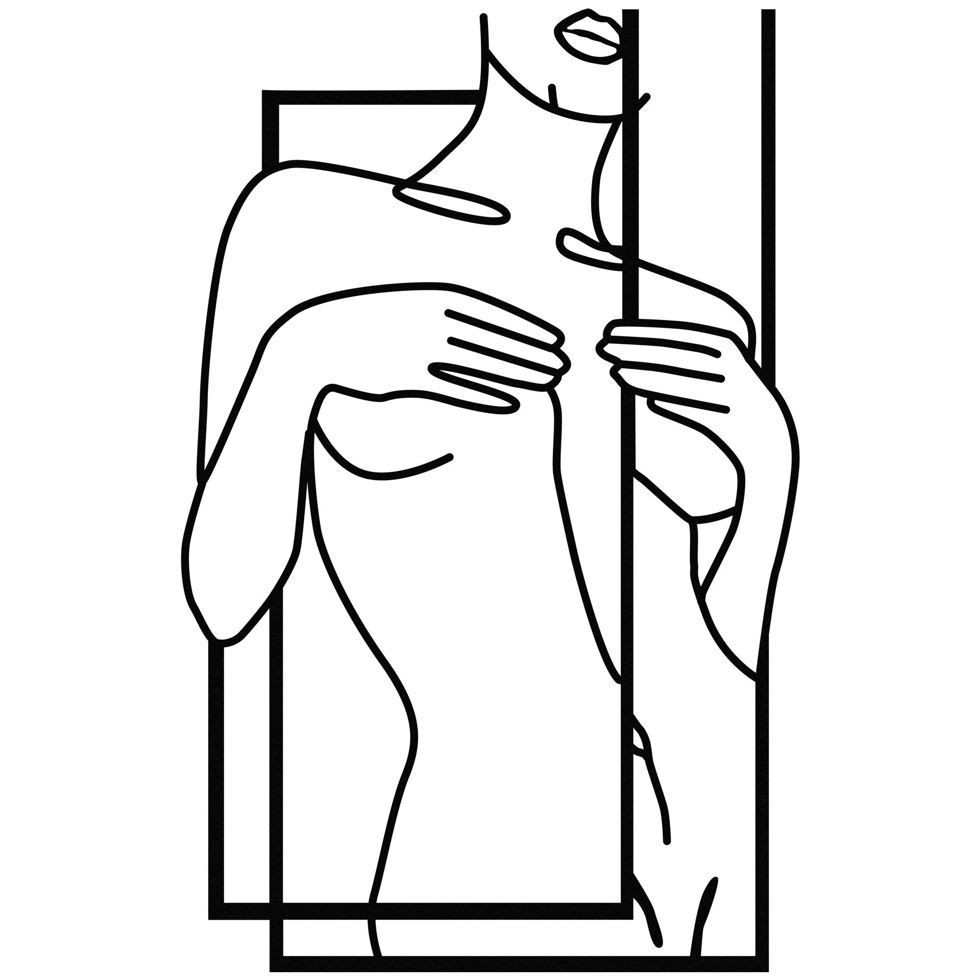 Mulher Bonita — Acessório Decorativo de Parede em 100% Metal Preto (32 x 50 cm)